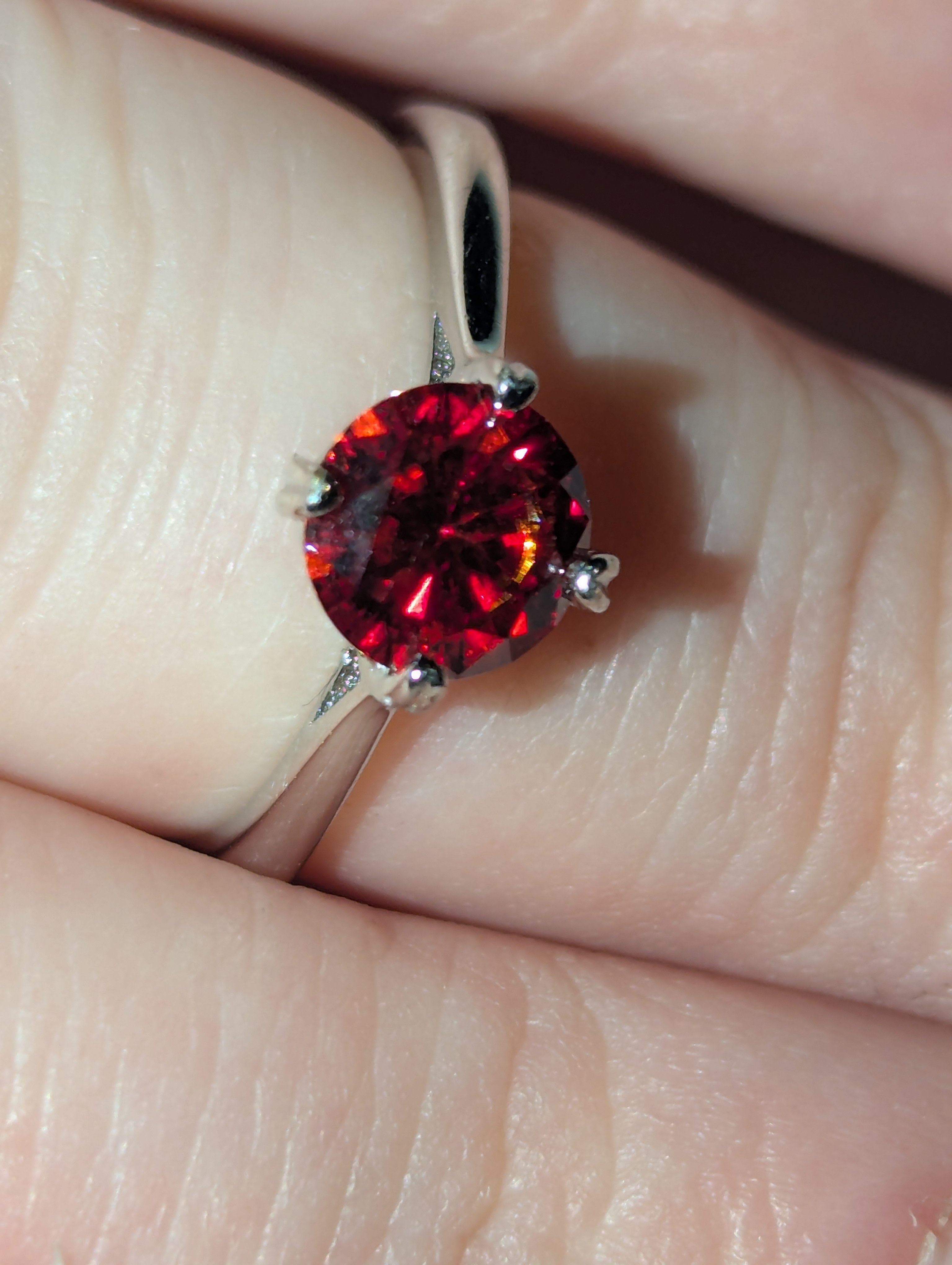 Red Moissanite diamond Adjustable ring