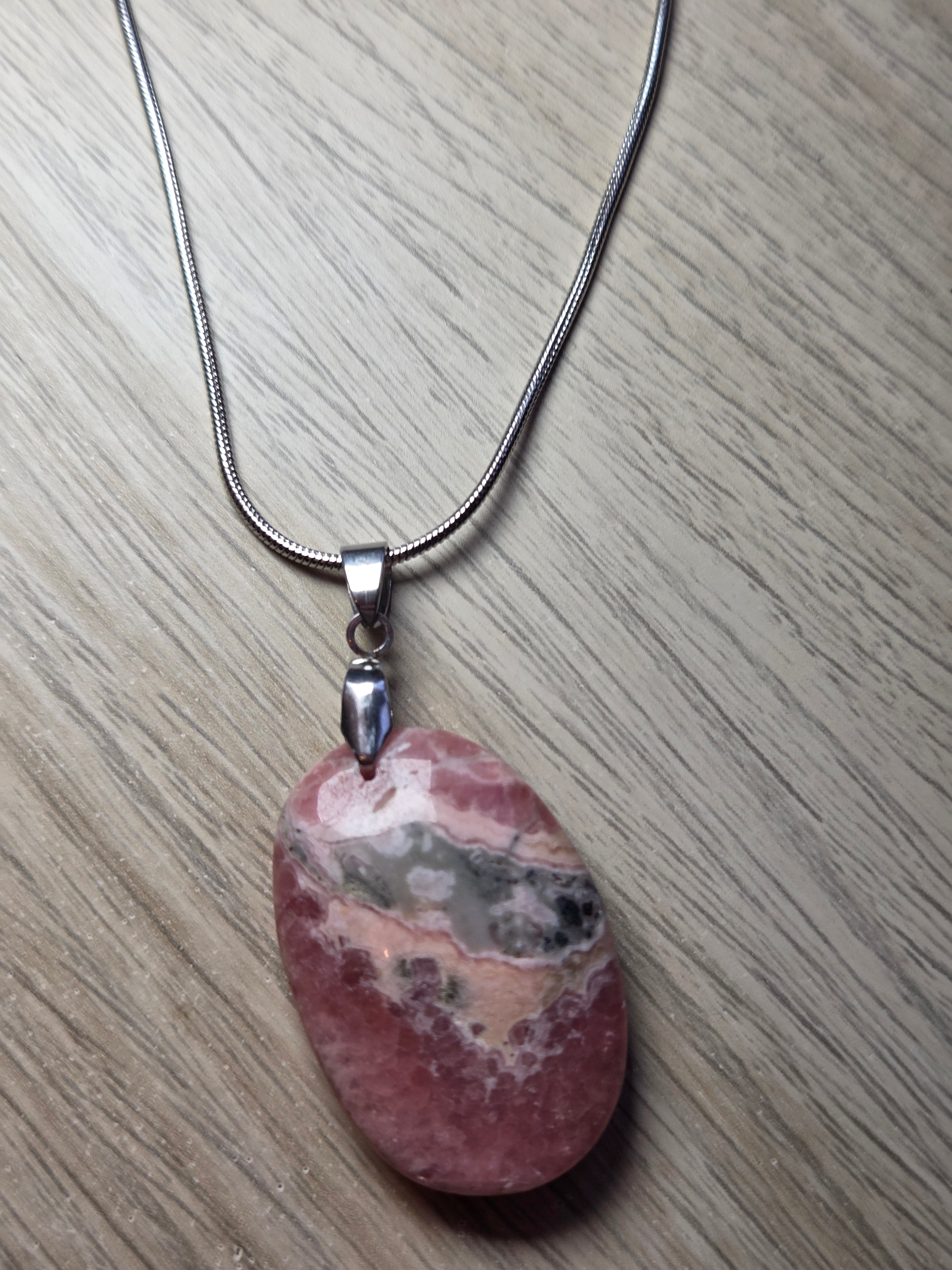 Rhodochrosite crystal handmade necklace