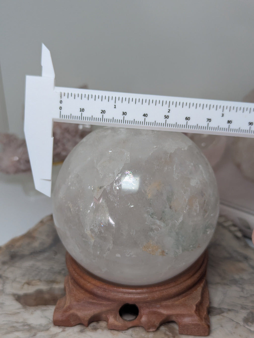 Large clear quartz crystal sphere