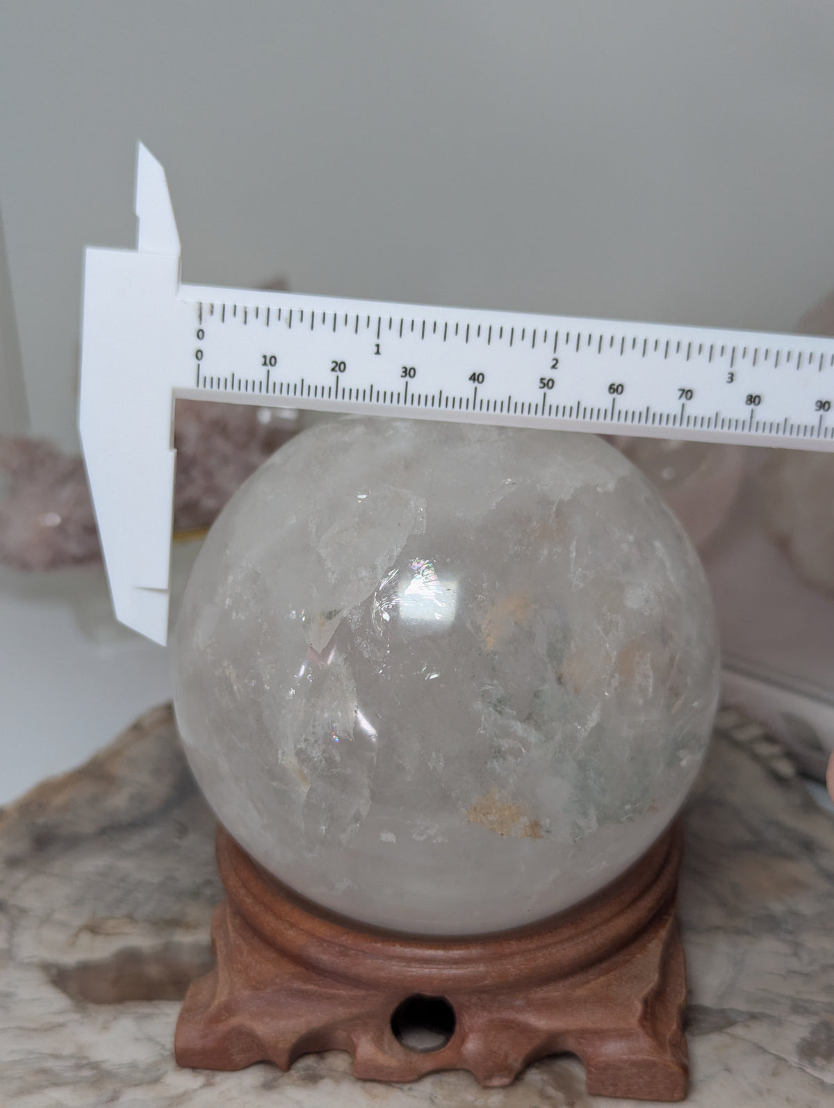 Large clear quartz crystal sphere