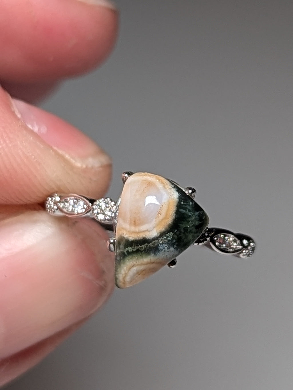 Ocean Jasper crystal Adjustable ring