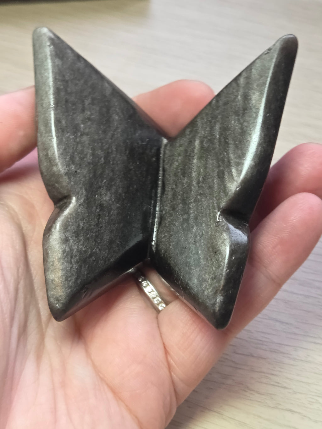 Silver sheen obsidian crystal butterfly