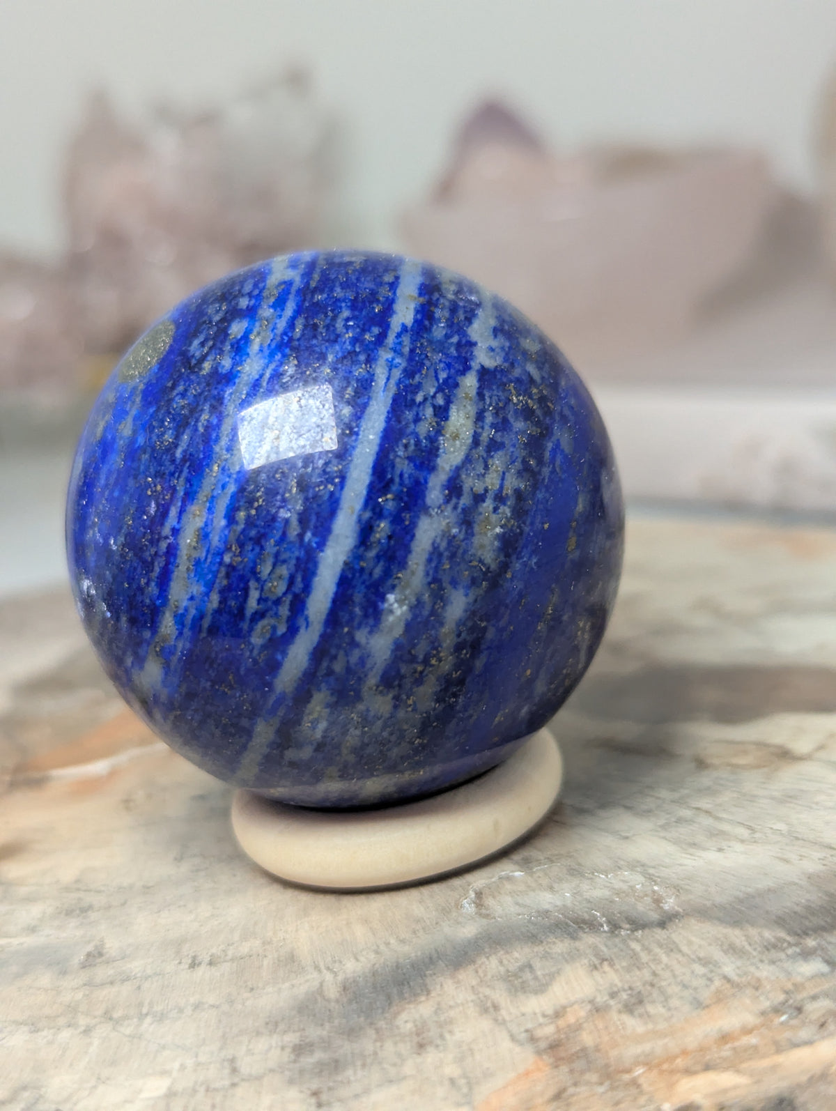 Lapis lazuli crystal sphere