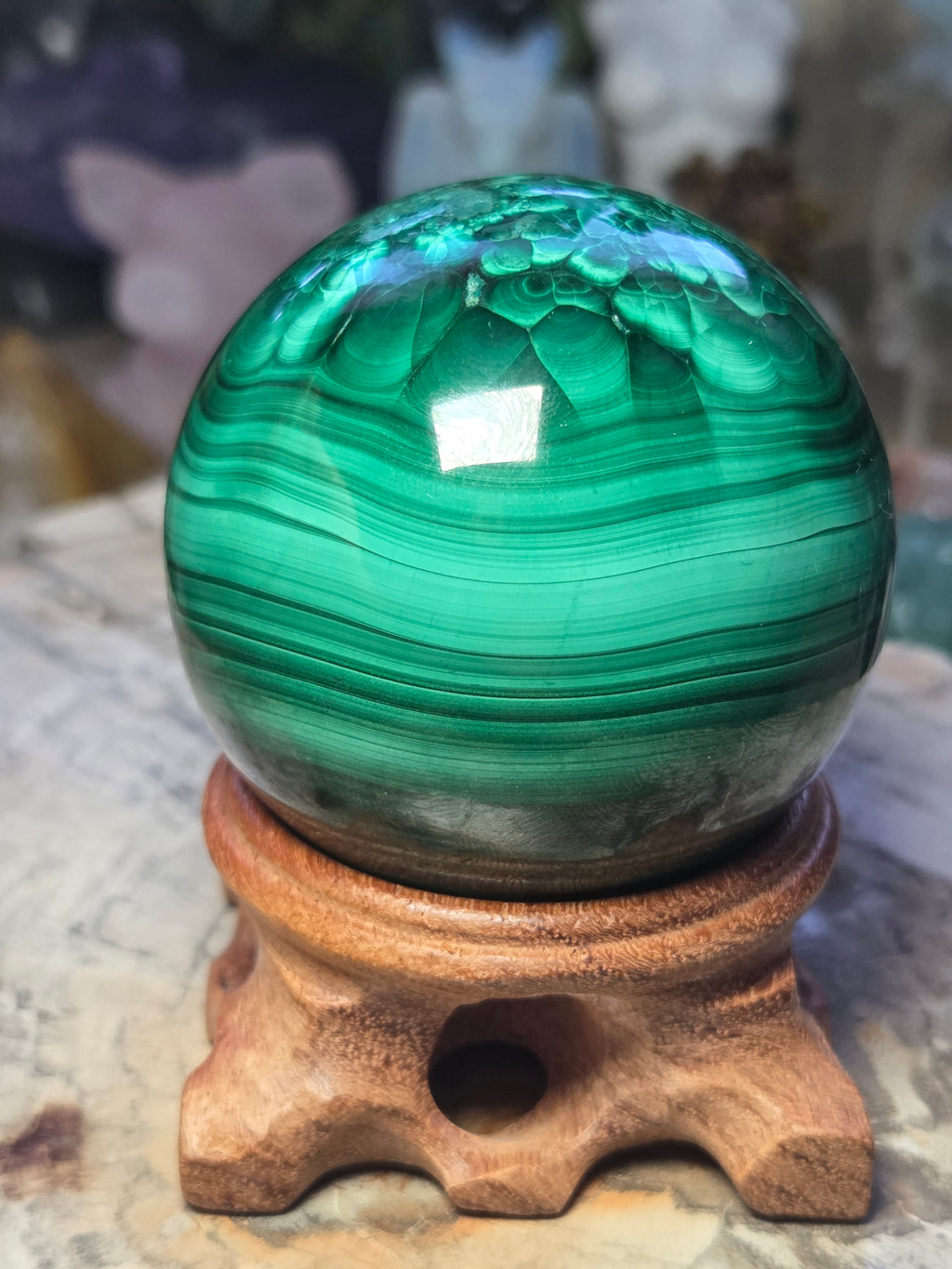 Malicite crystal sphere  5.4cm including stand