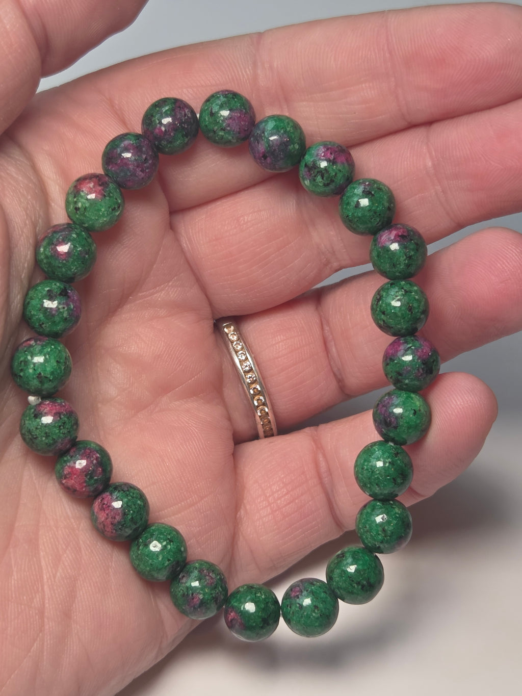 Colour enhanced ruby in  zoisite crystal bracelet