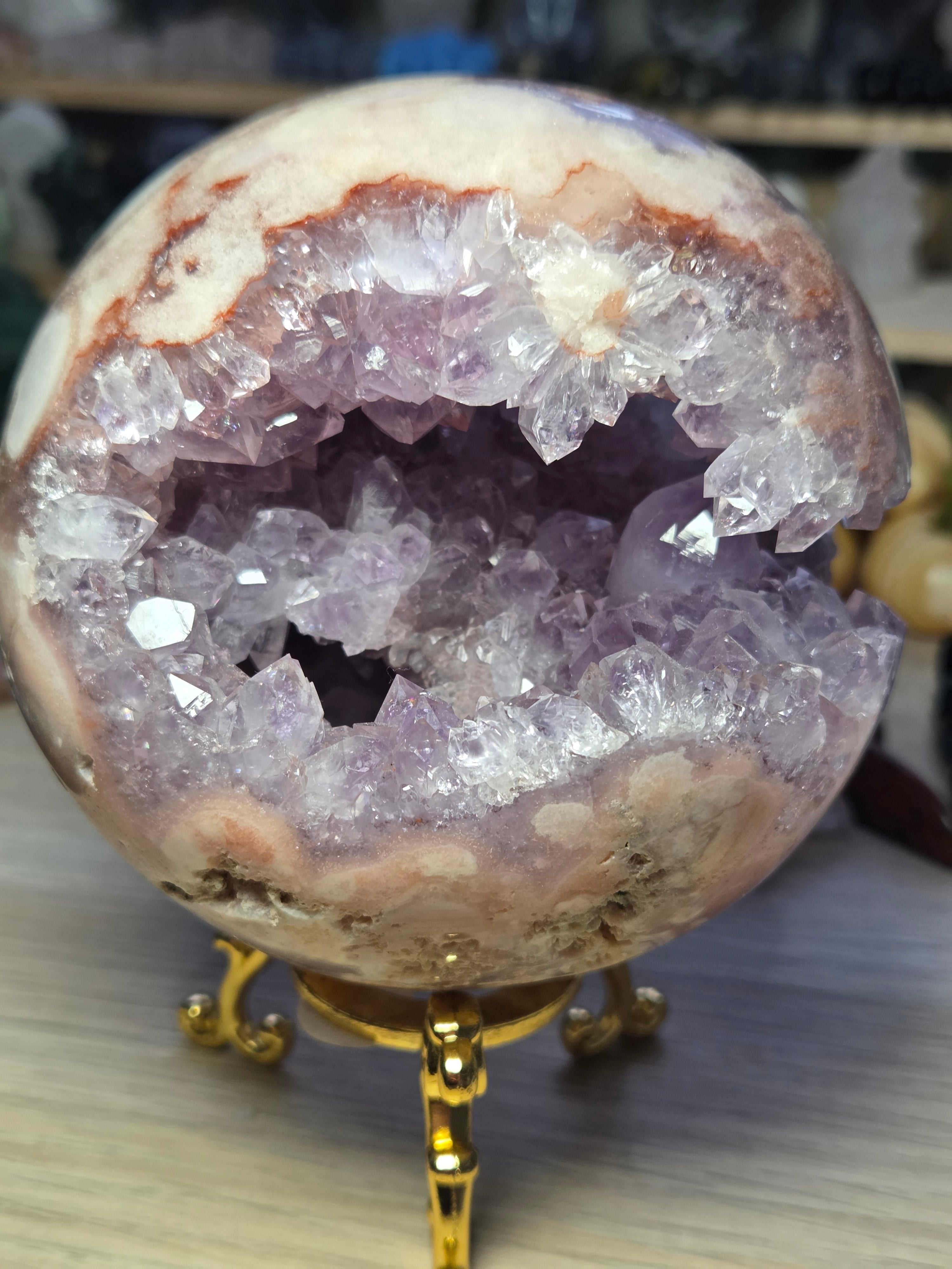 Pink amethyst crystal  sphere 10cm Grade AAAA  was £1250