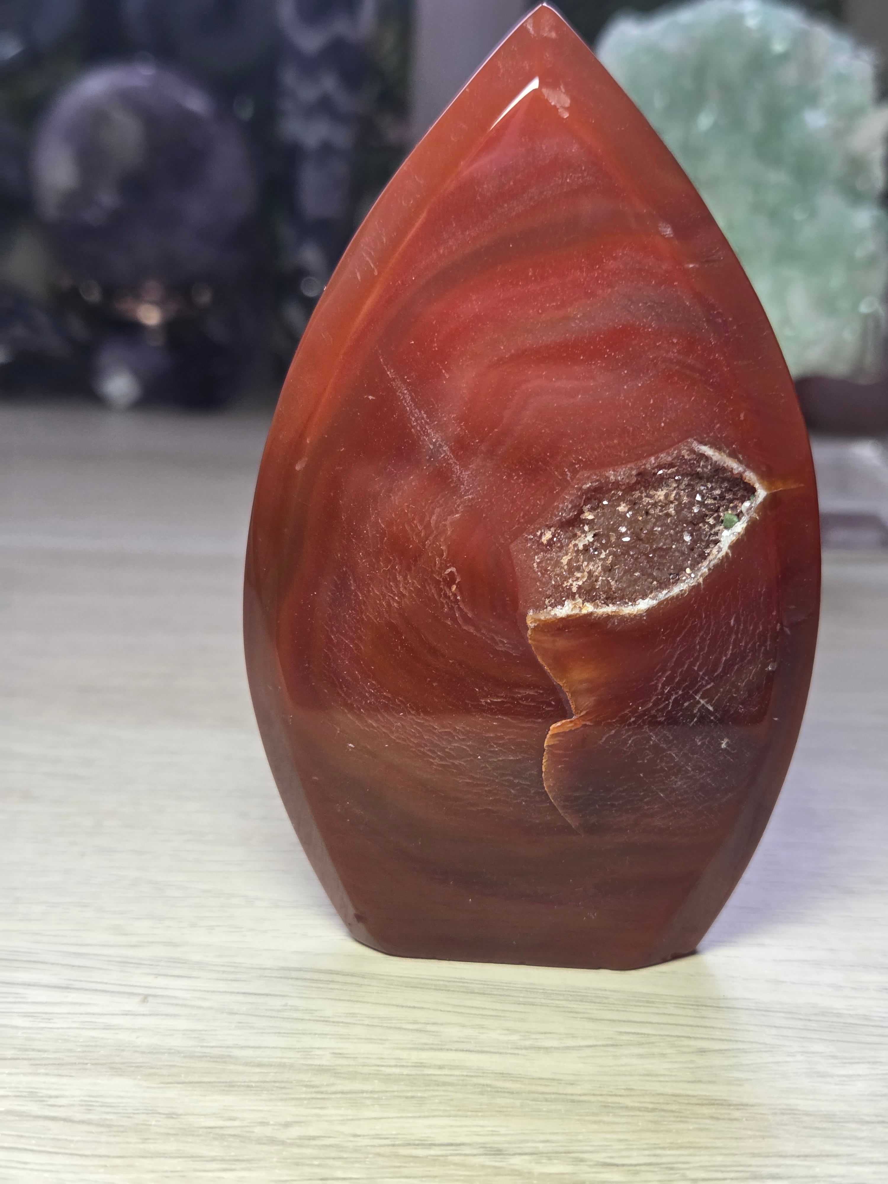 Red carnelian crystal tear drop freeform