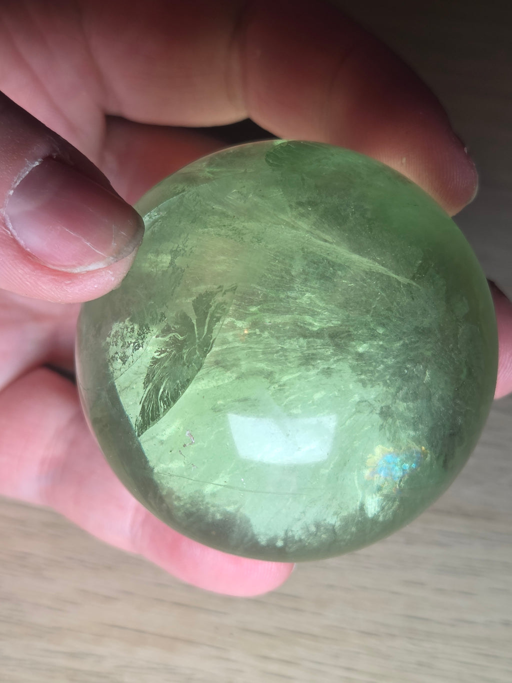 Grade AA Green flourite crystal sphere carving with light stand USB