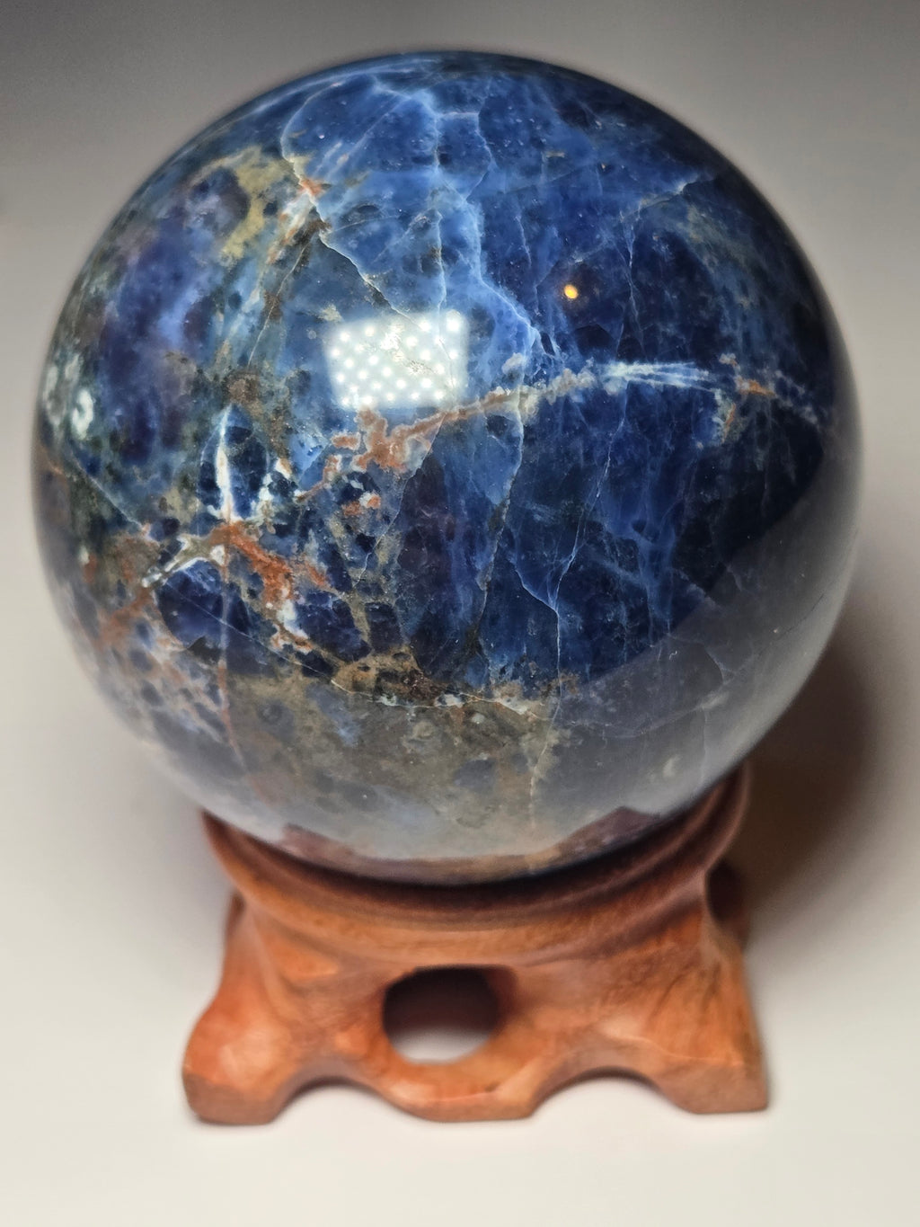 Large sodalite crystal Sphere with stand