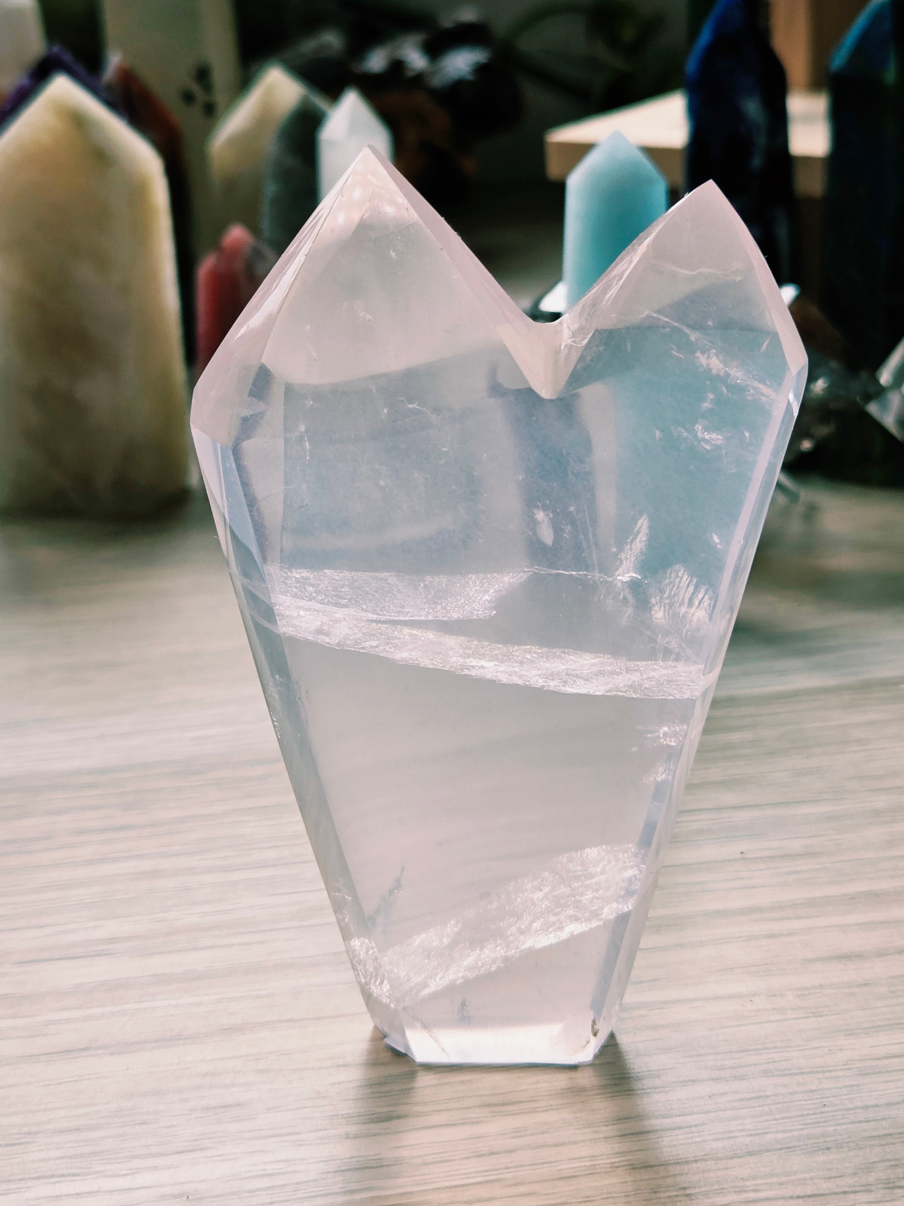 Grade AAAA Rose quartz crystal twin towers