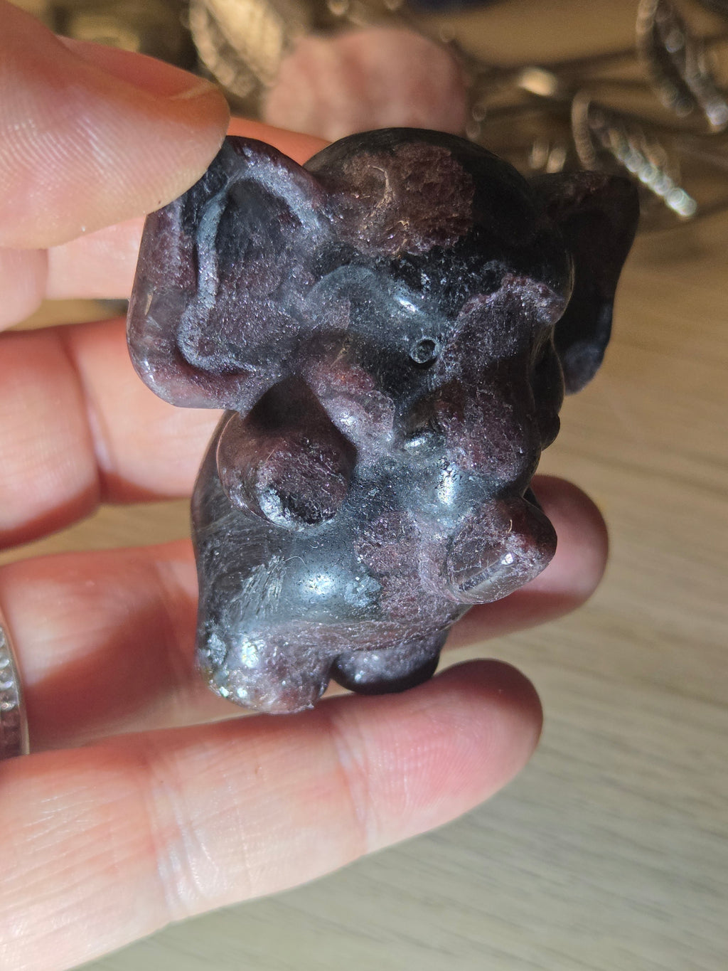 Garnet crystal Elephant carving