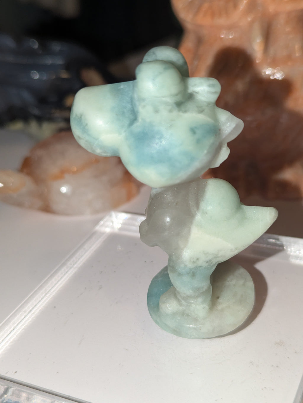 Blue jade crystal Yoshi carving