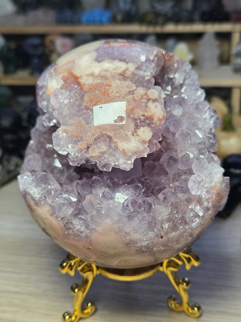 Pink amethyst crystal  sphere 10cm Grade AAAA  was £1250