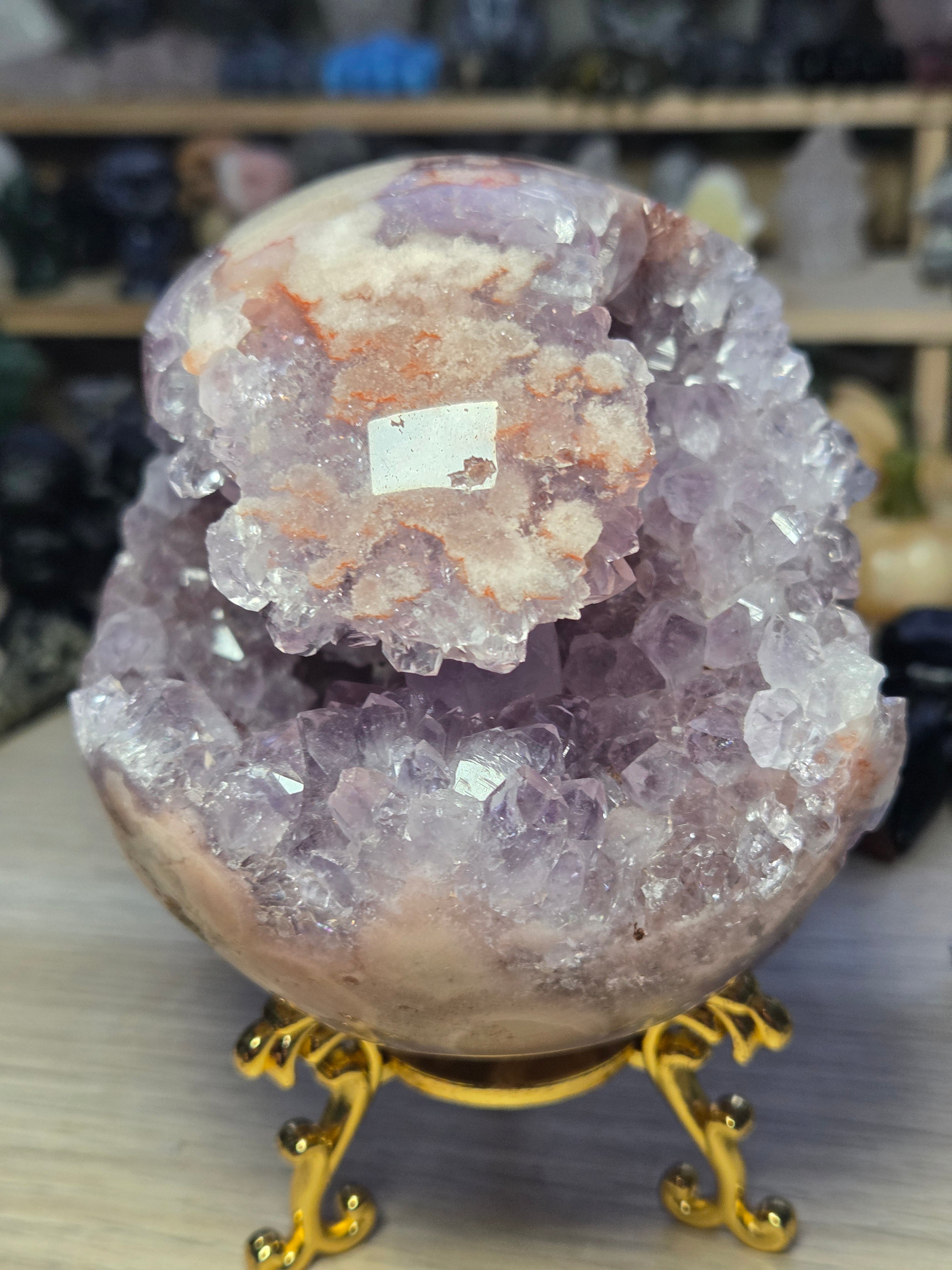 Pink amethyst crystal  sphere 10cm Grade AAAA  was £1250