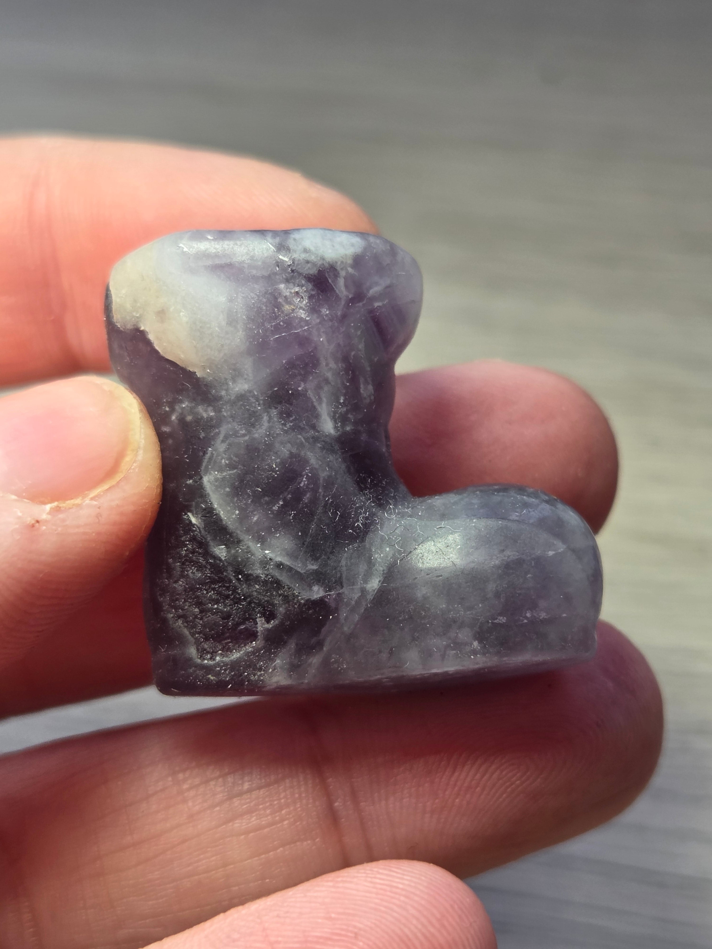 Flourite crystal  boot carving