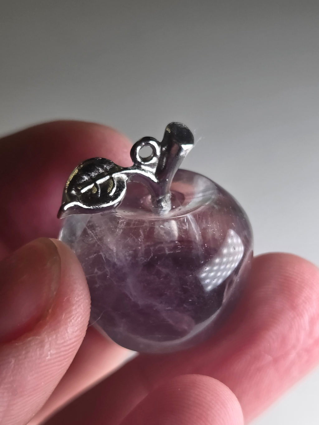 Flourite  small apple carving  can be a pendant  several available
