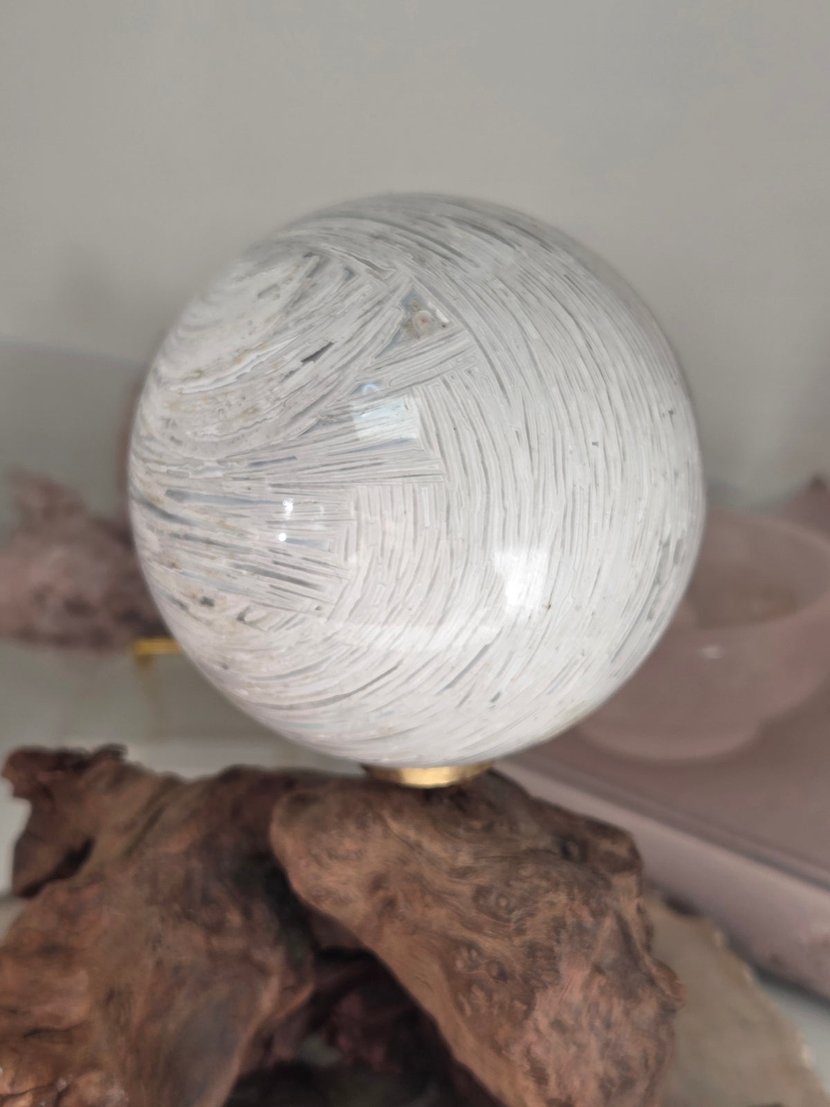 White agate crystal sphere