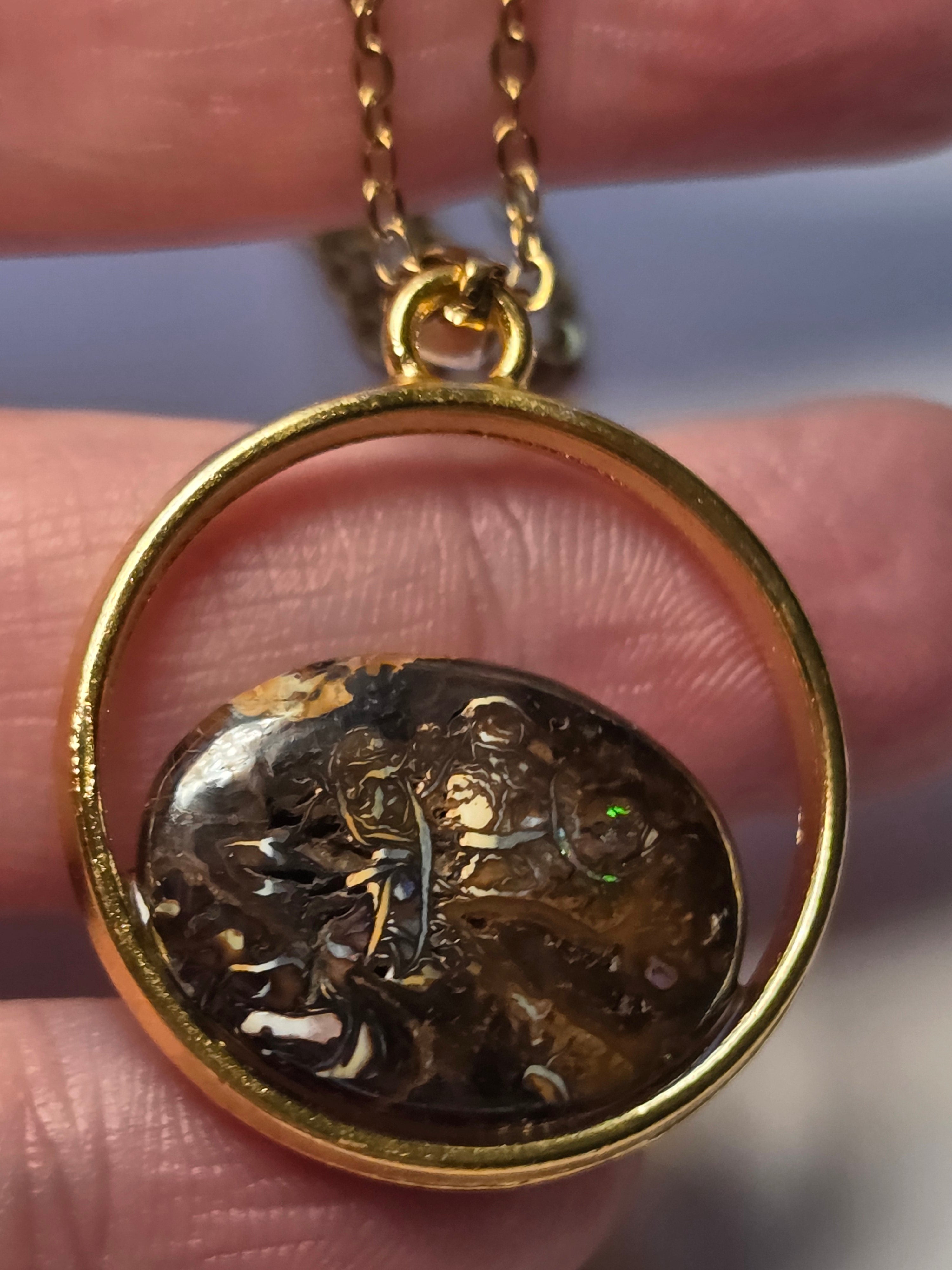 Australian bolder opal crystal necklace