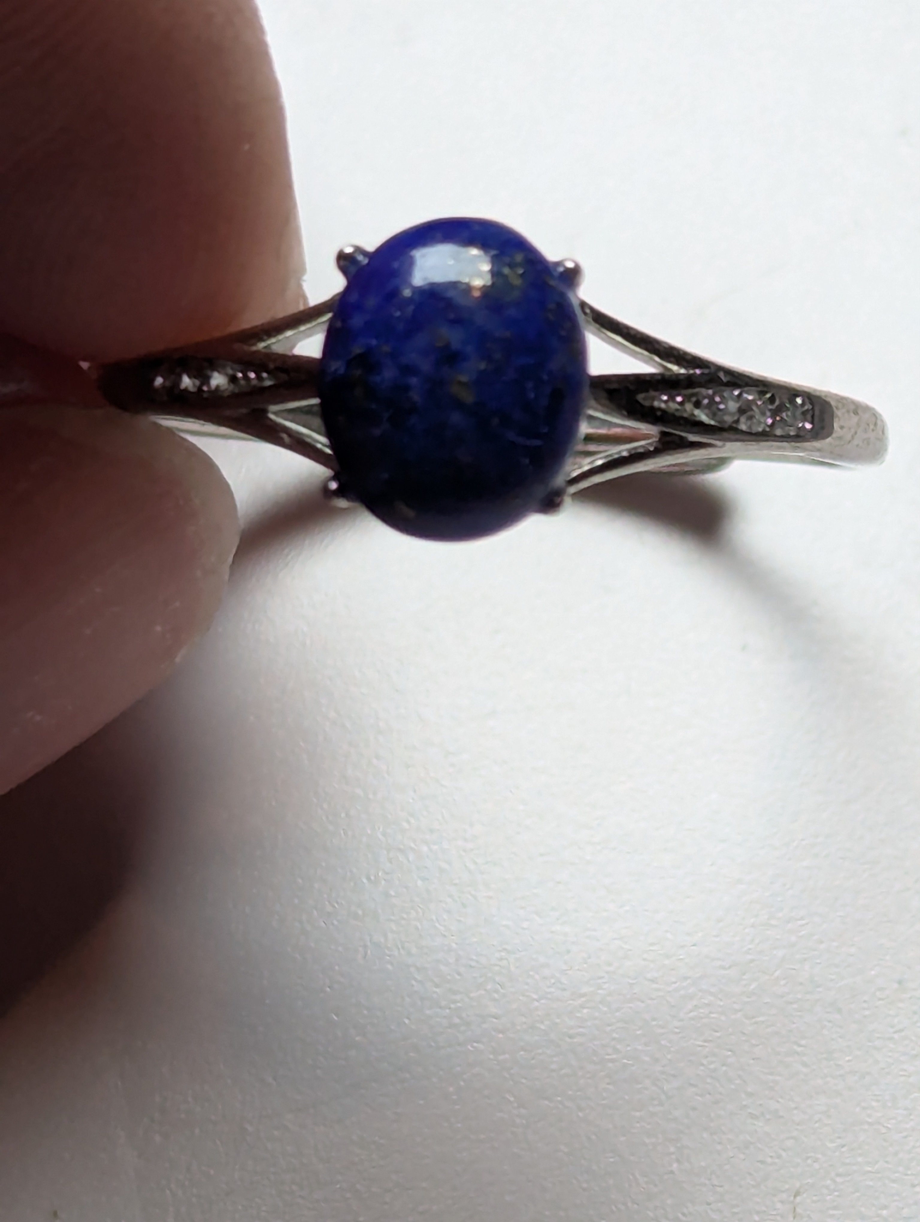 Lapis lazuli crystal adjustable ring stainless steel