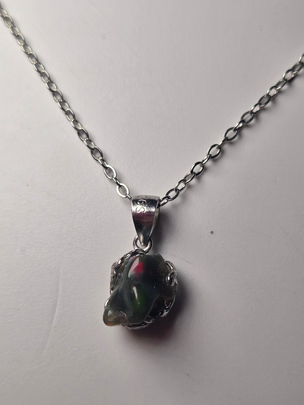 Ethiopian black Opal necklace s295