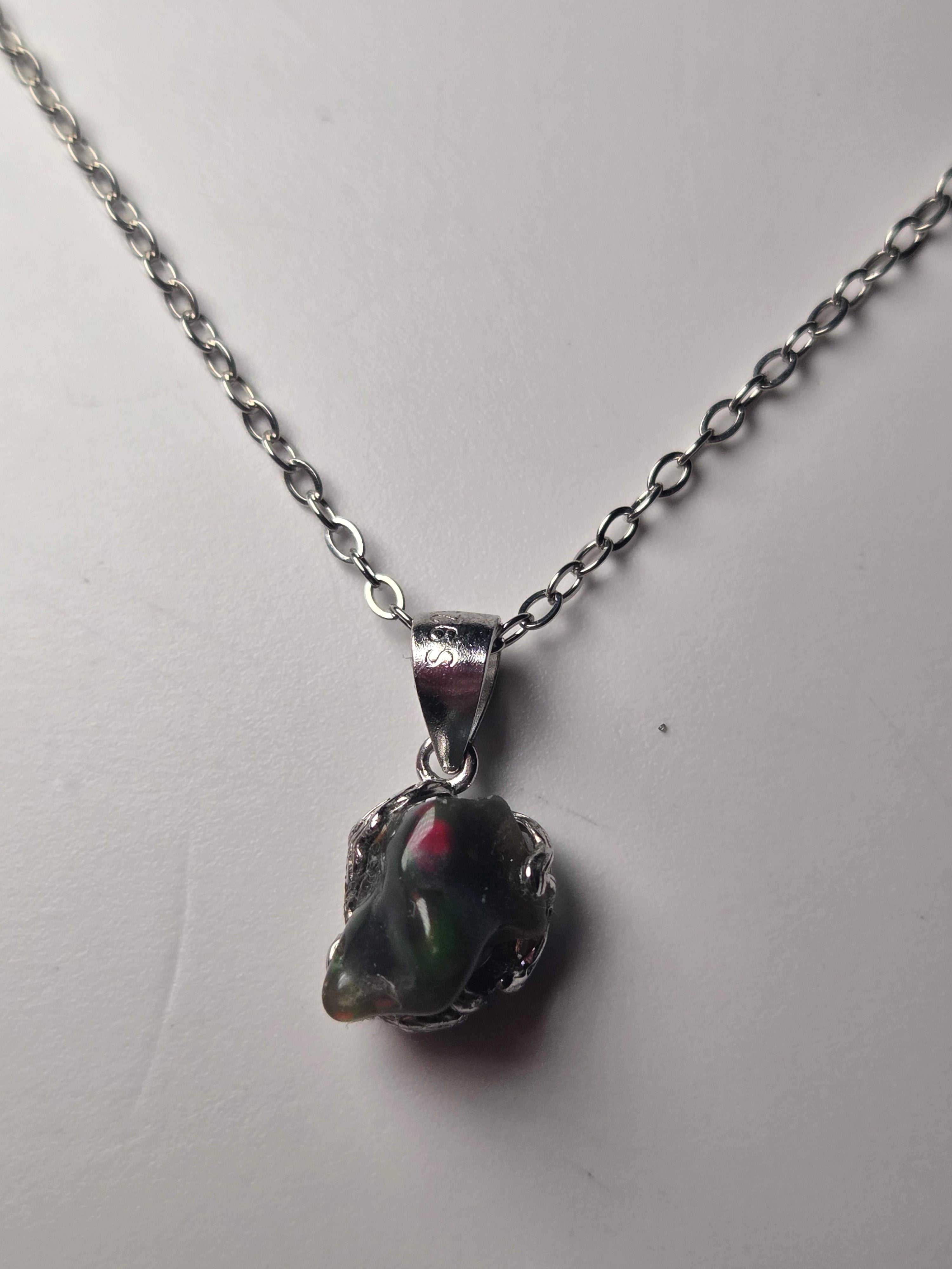 Ethiopian black Opal necklace s295