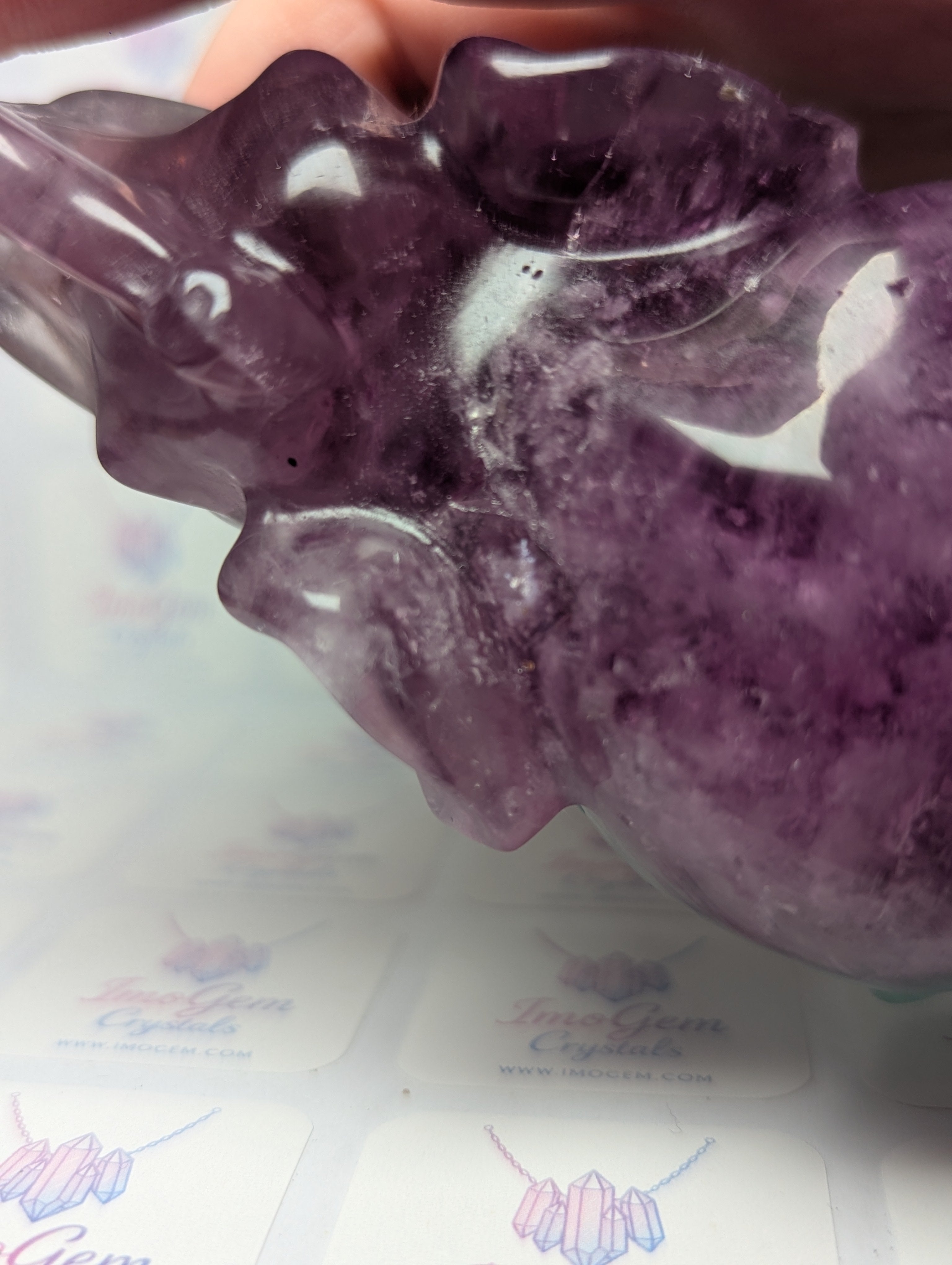 Rainbow flourite crystal Elephant carving