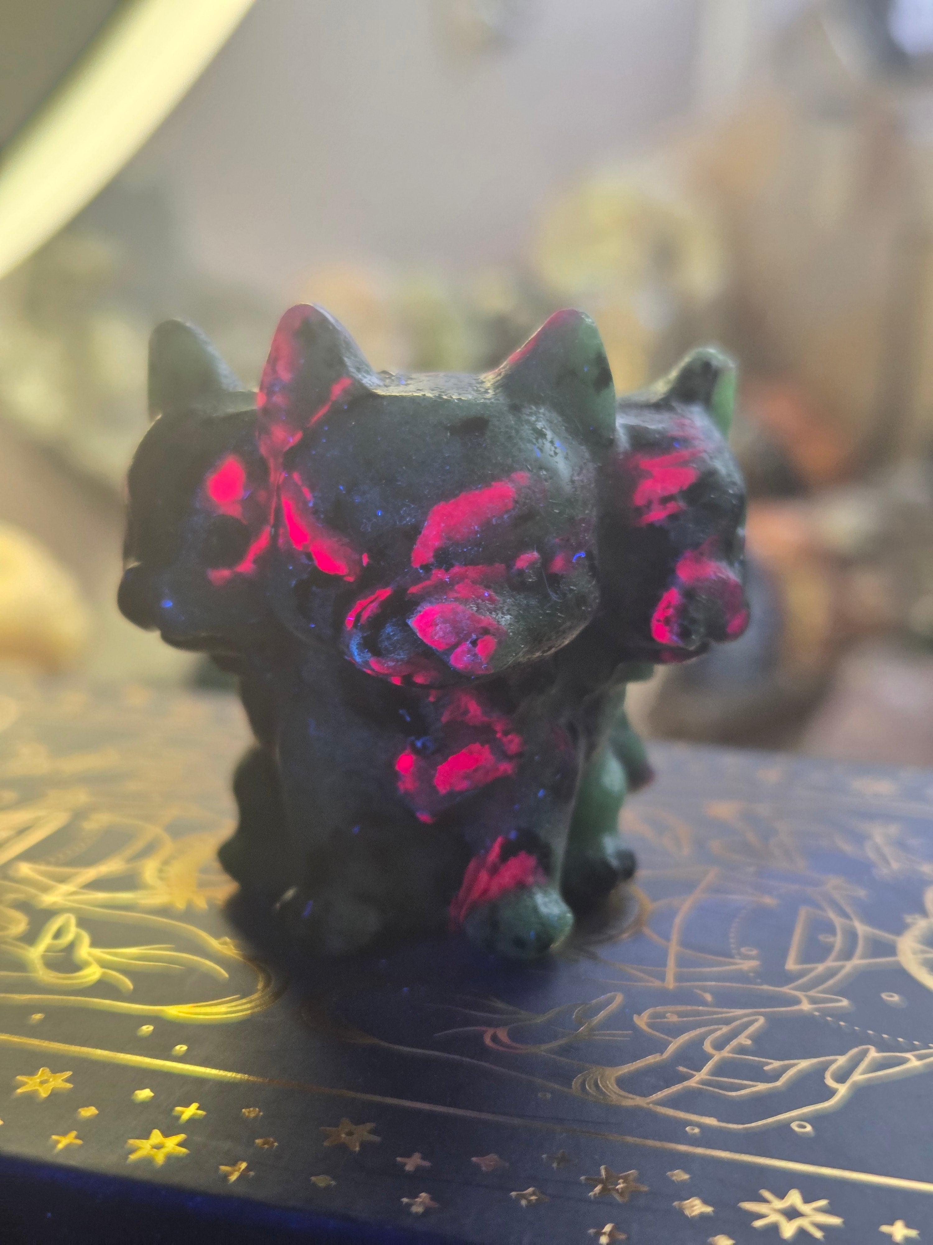 Ruby in zoiltie crystal three headed dog