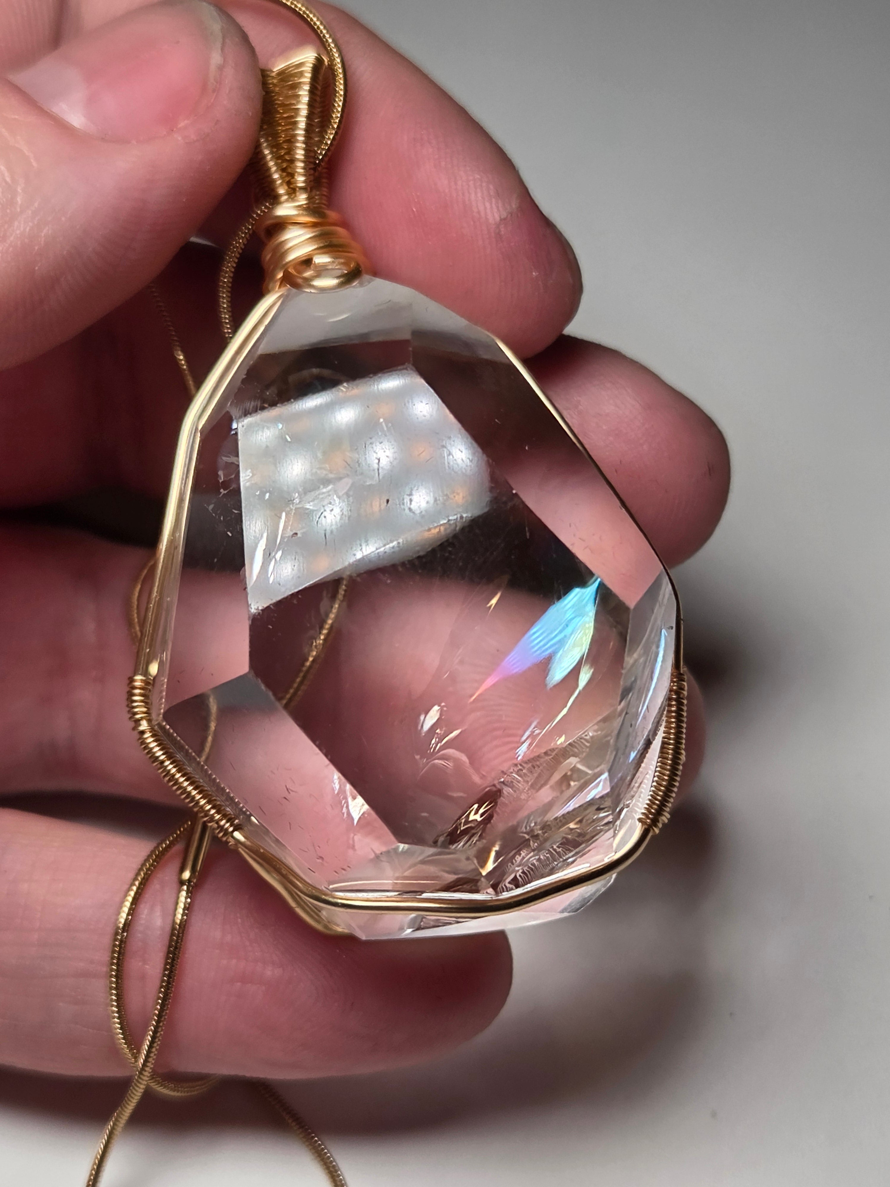Grade AAA clear quartz crystal handmade necklace wire wrap