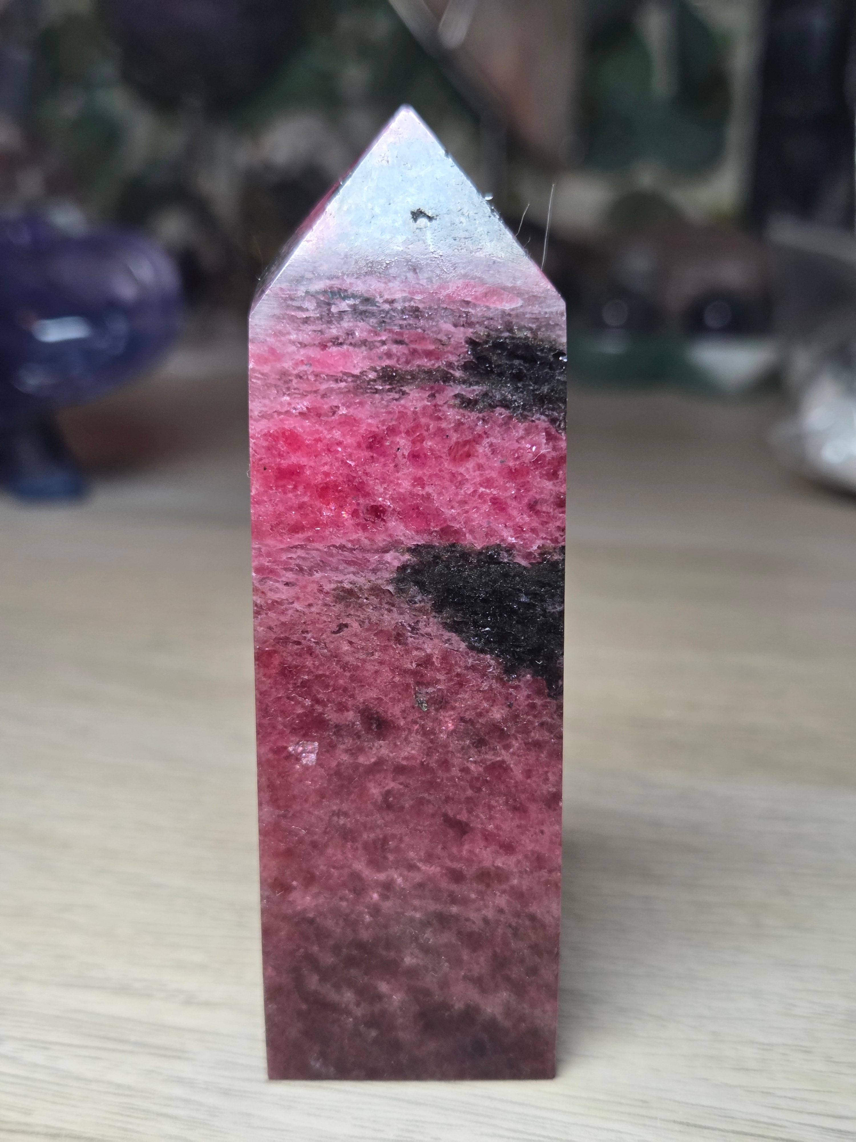Grade A Rhodonite crystal tower