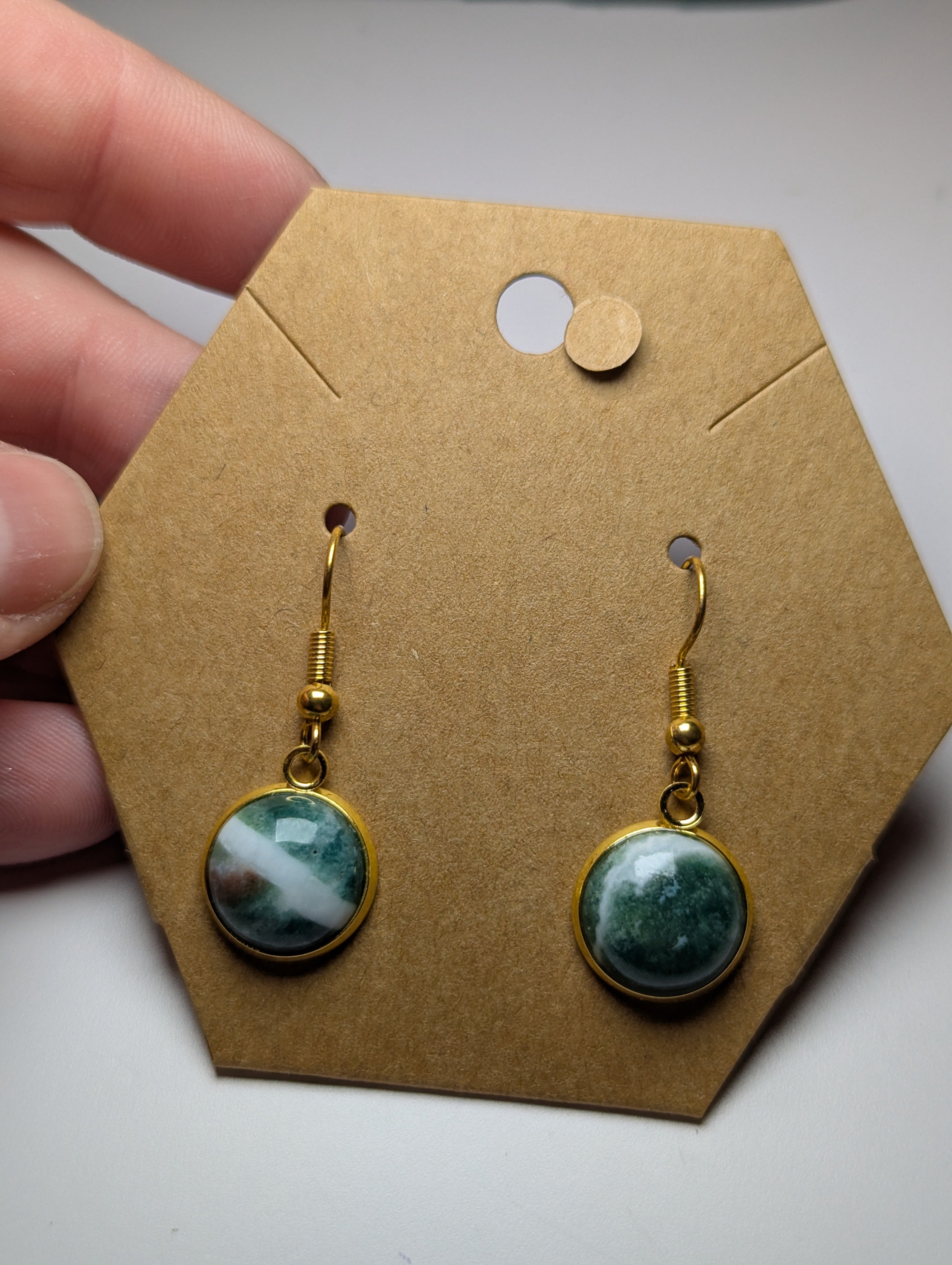 Moss Agate crystal handmade earrings