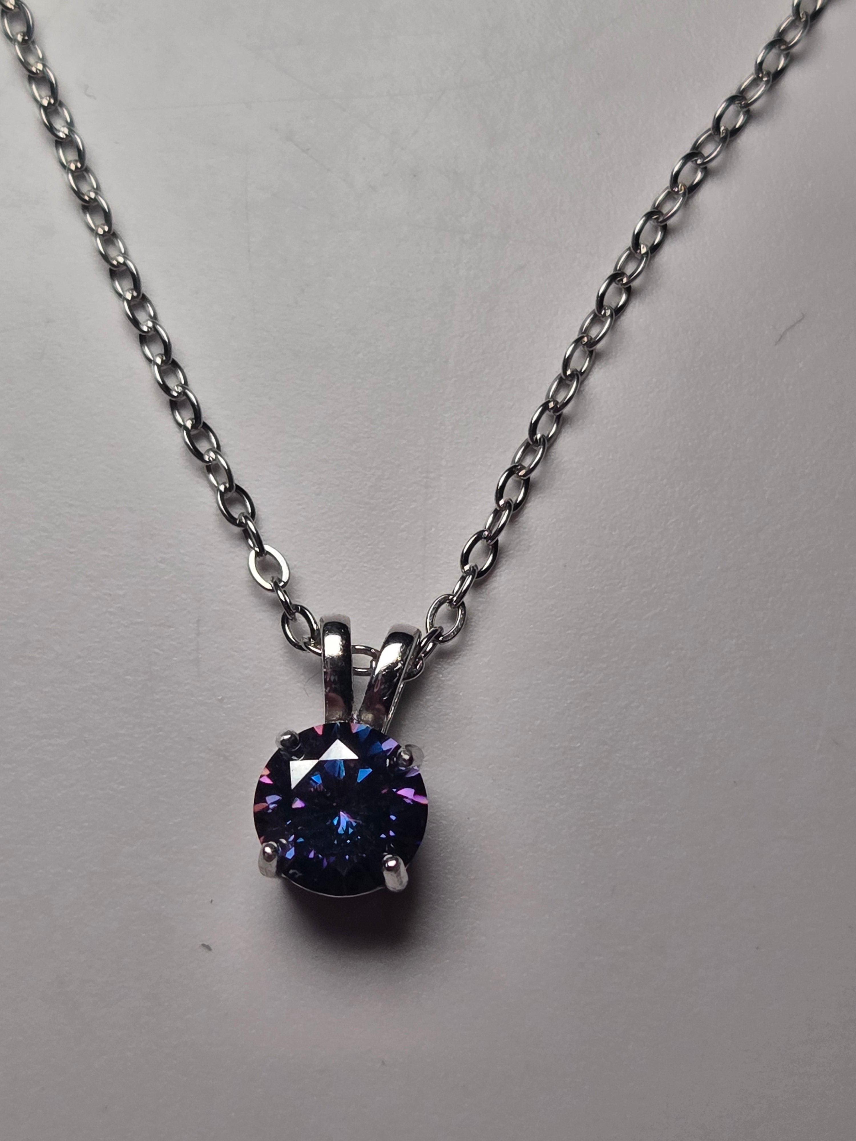 Purple Moissonite Diamond necklace