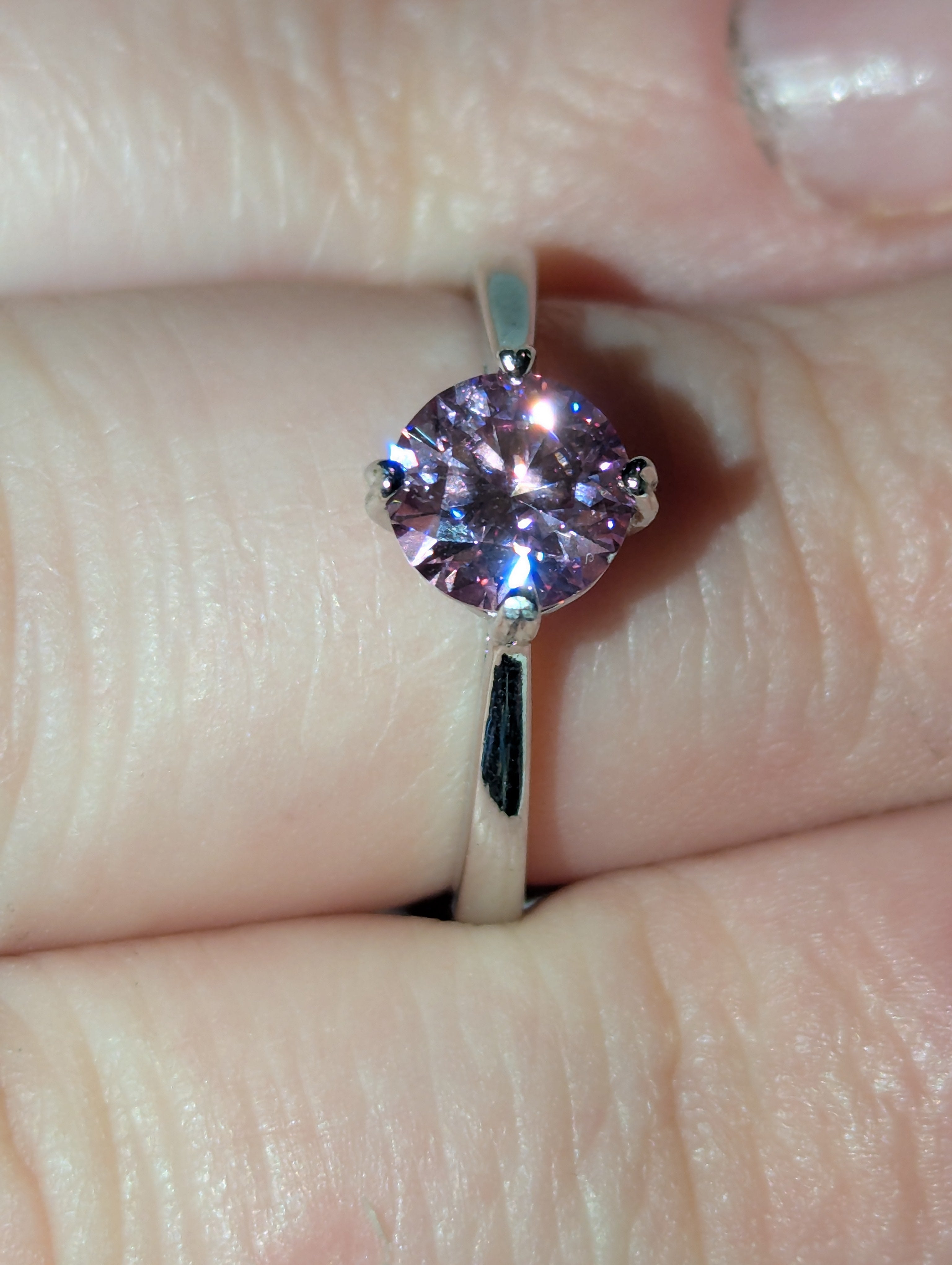Pink Moissanite diamond Adjustable ring S295
