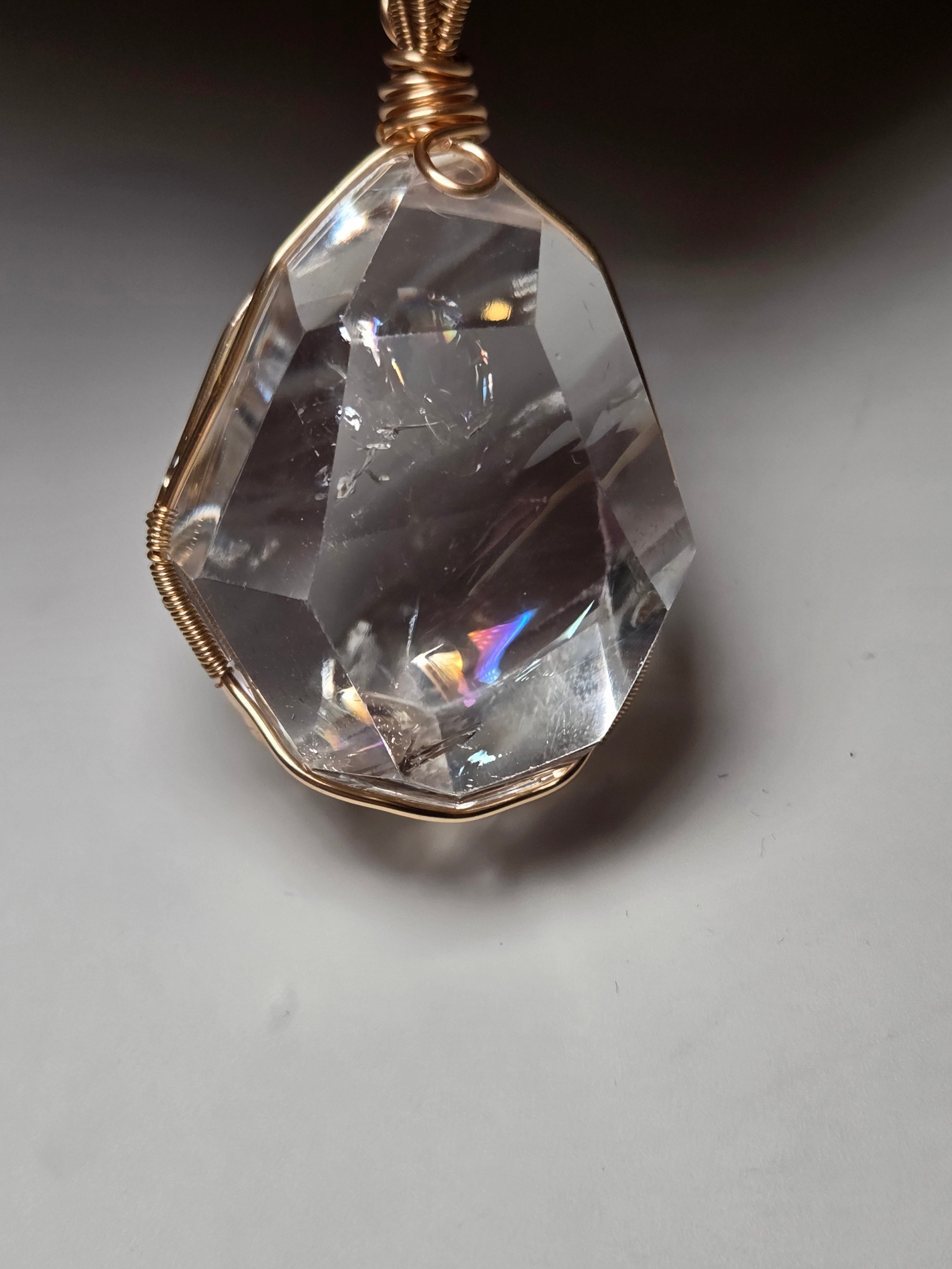 Grade AAA clear quartz crystal handmade necklace wire wrap