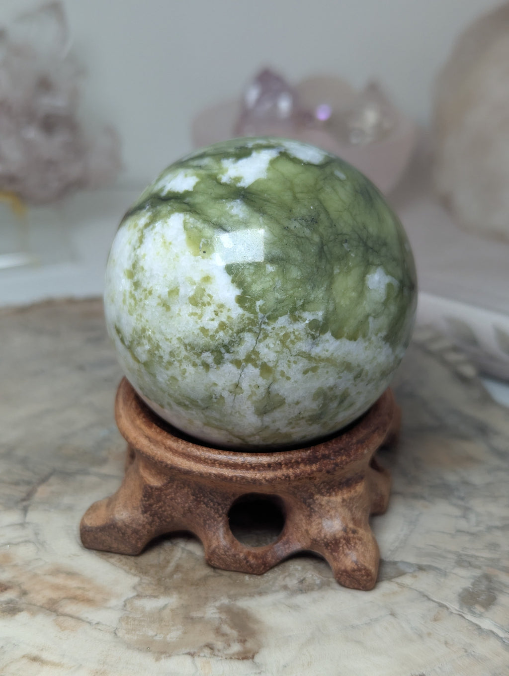 Green jade crystal sphere