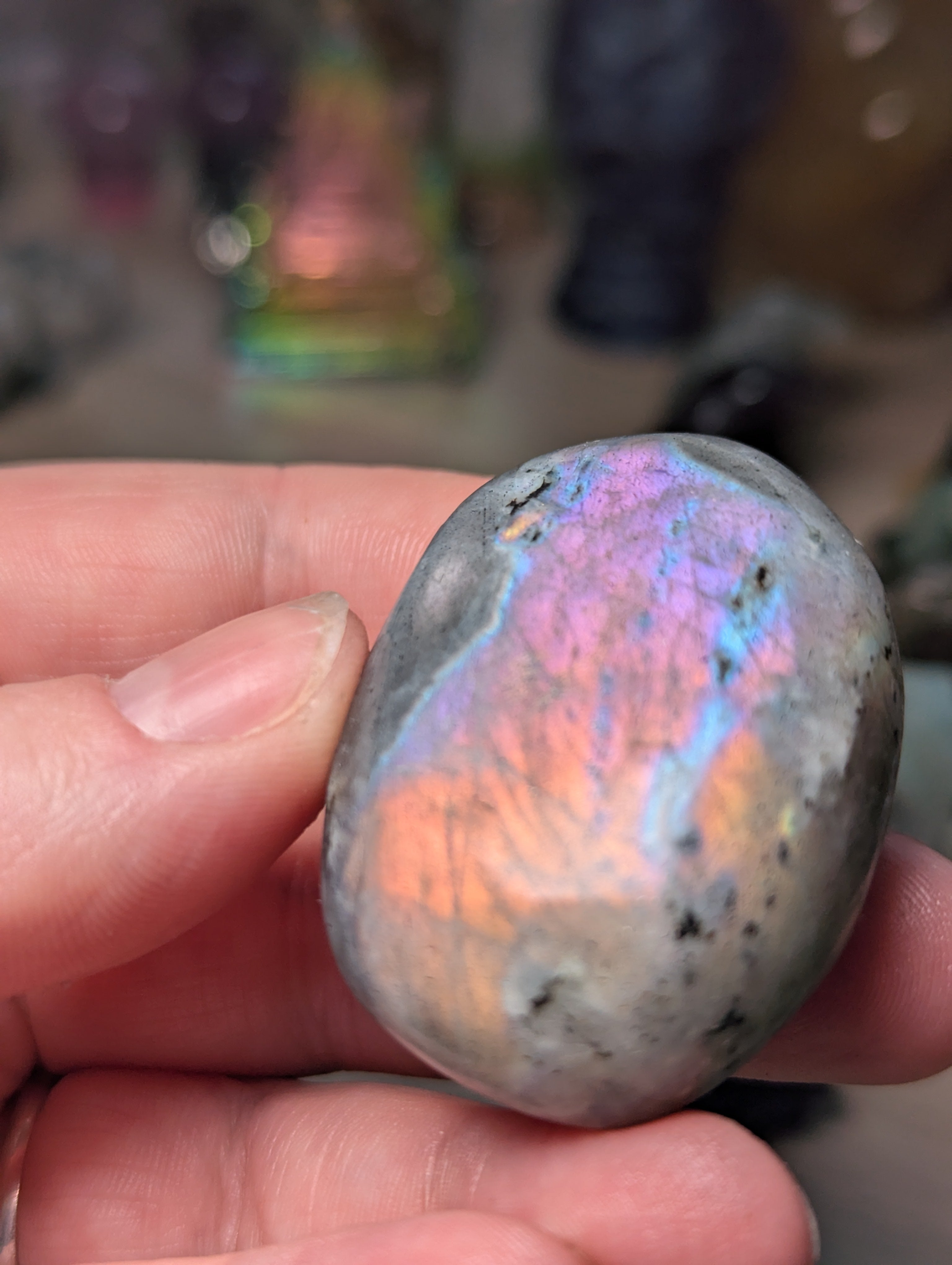 Labradorite crystal palm stone
