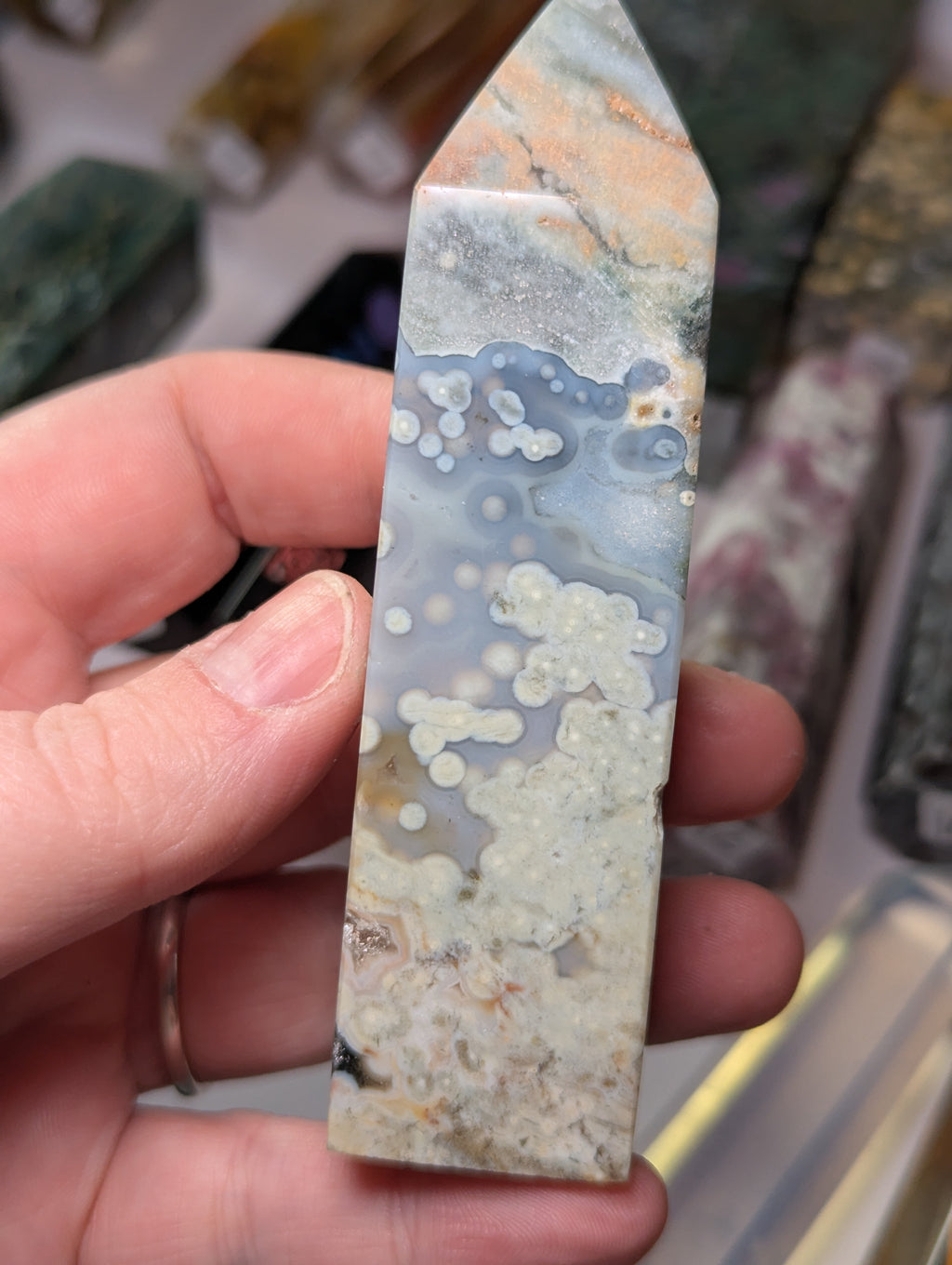 Blue ocean Jasper crystal tower