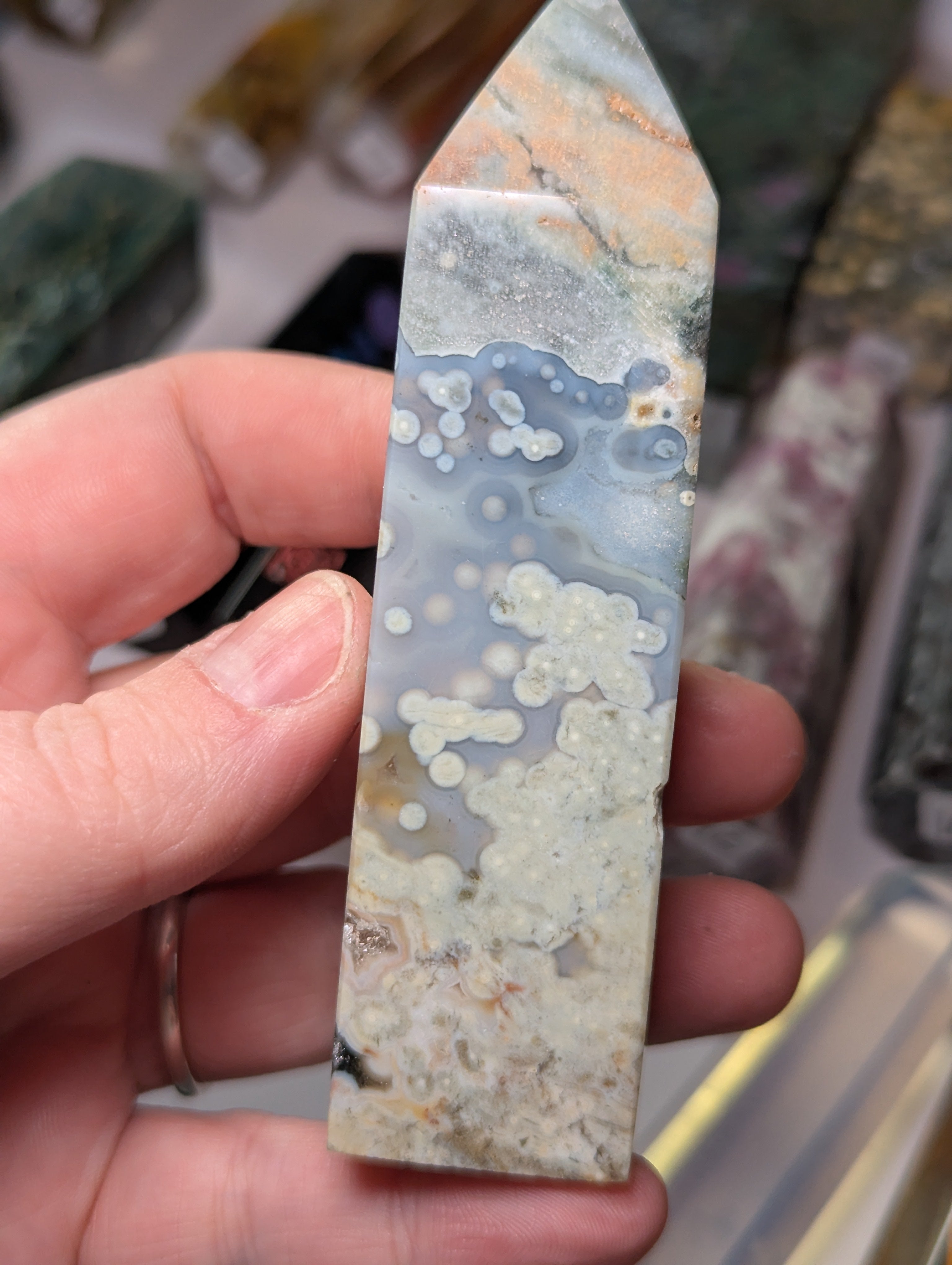 Blue ocean Jasper crystal tower
