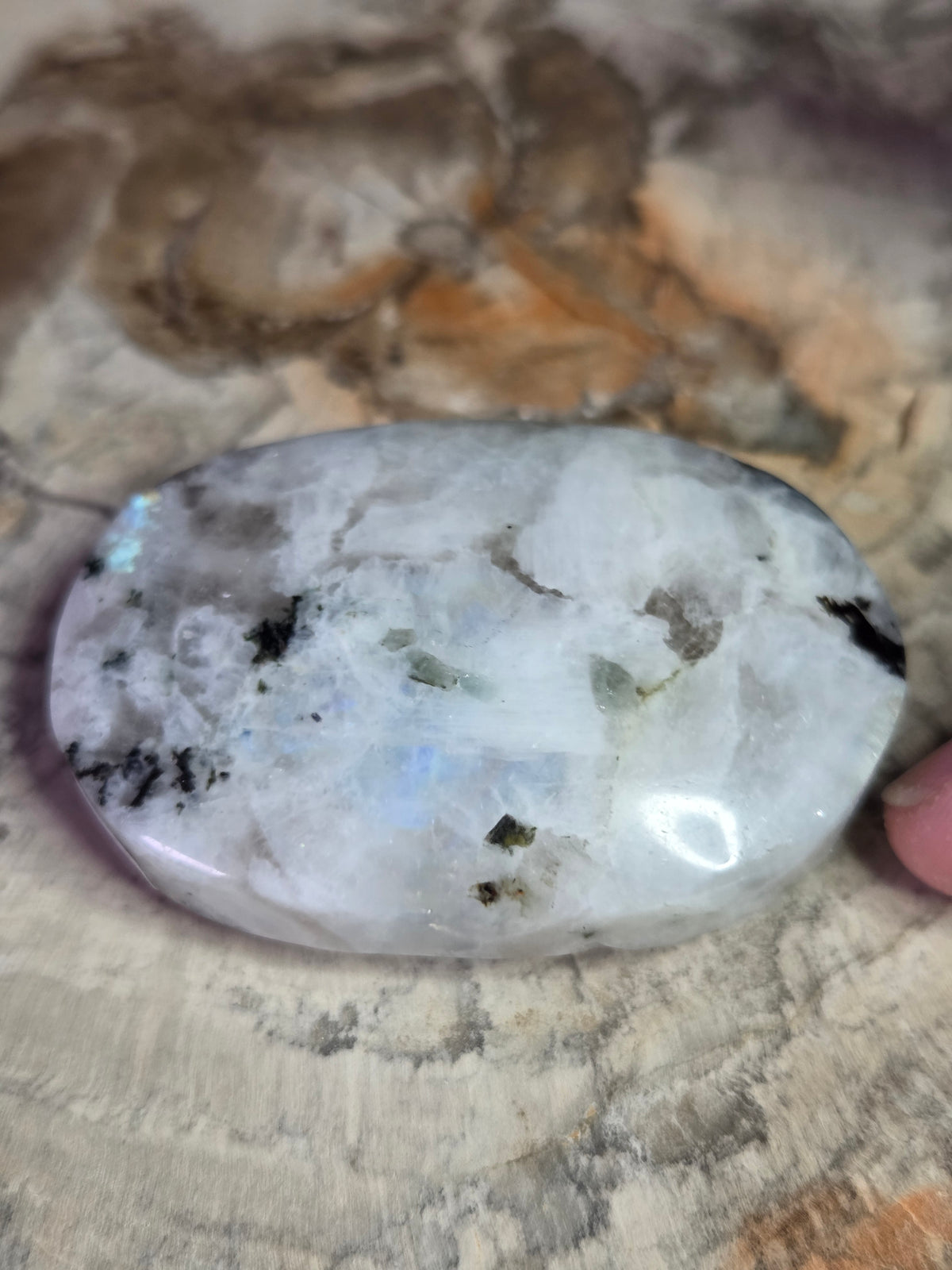Rainbow moonstone crystal palmstone