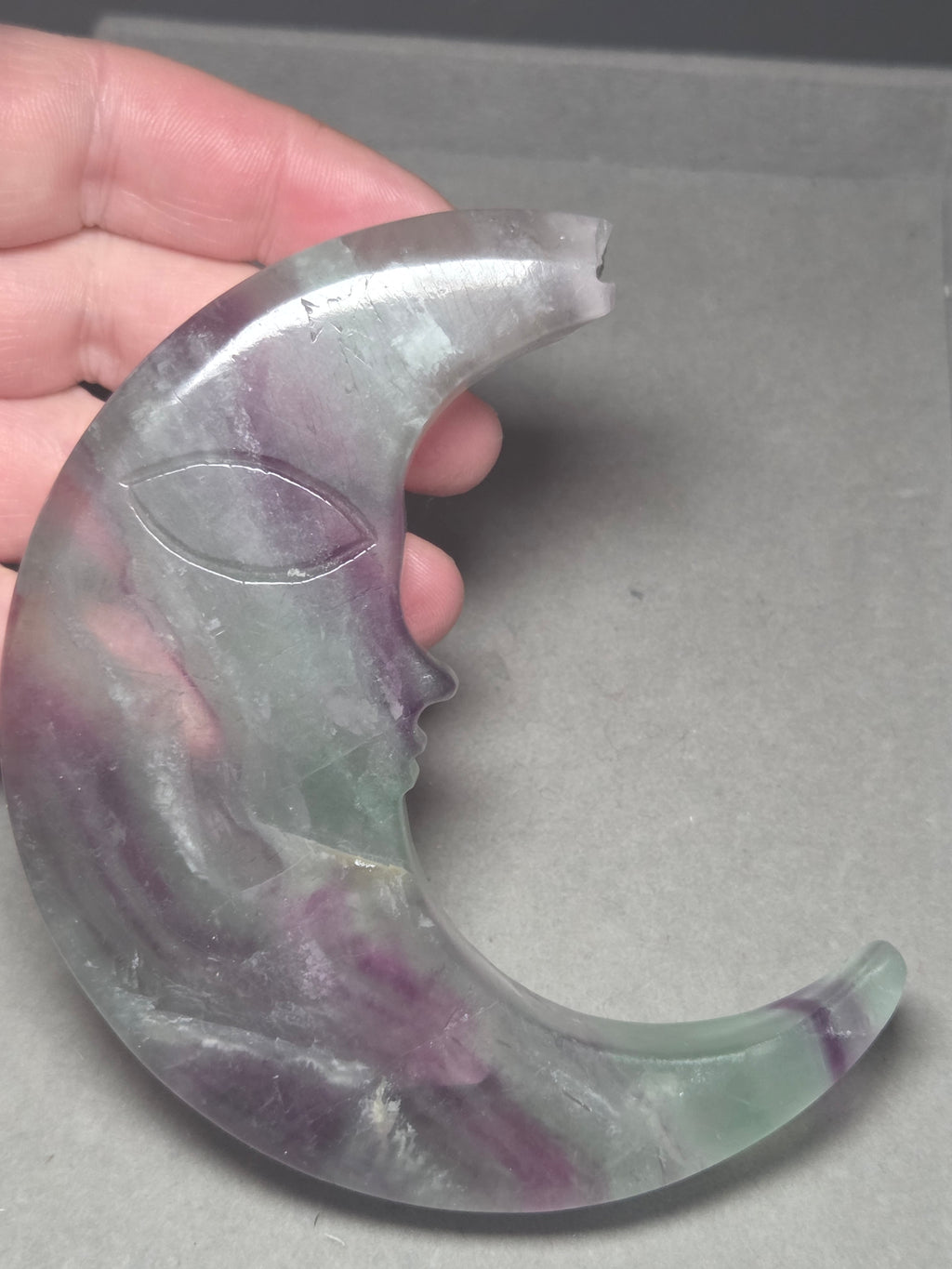 Hospital  - Damage  tip of the moon  Rainbow Fluorite comes with the Stand