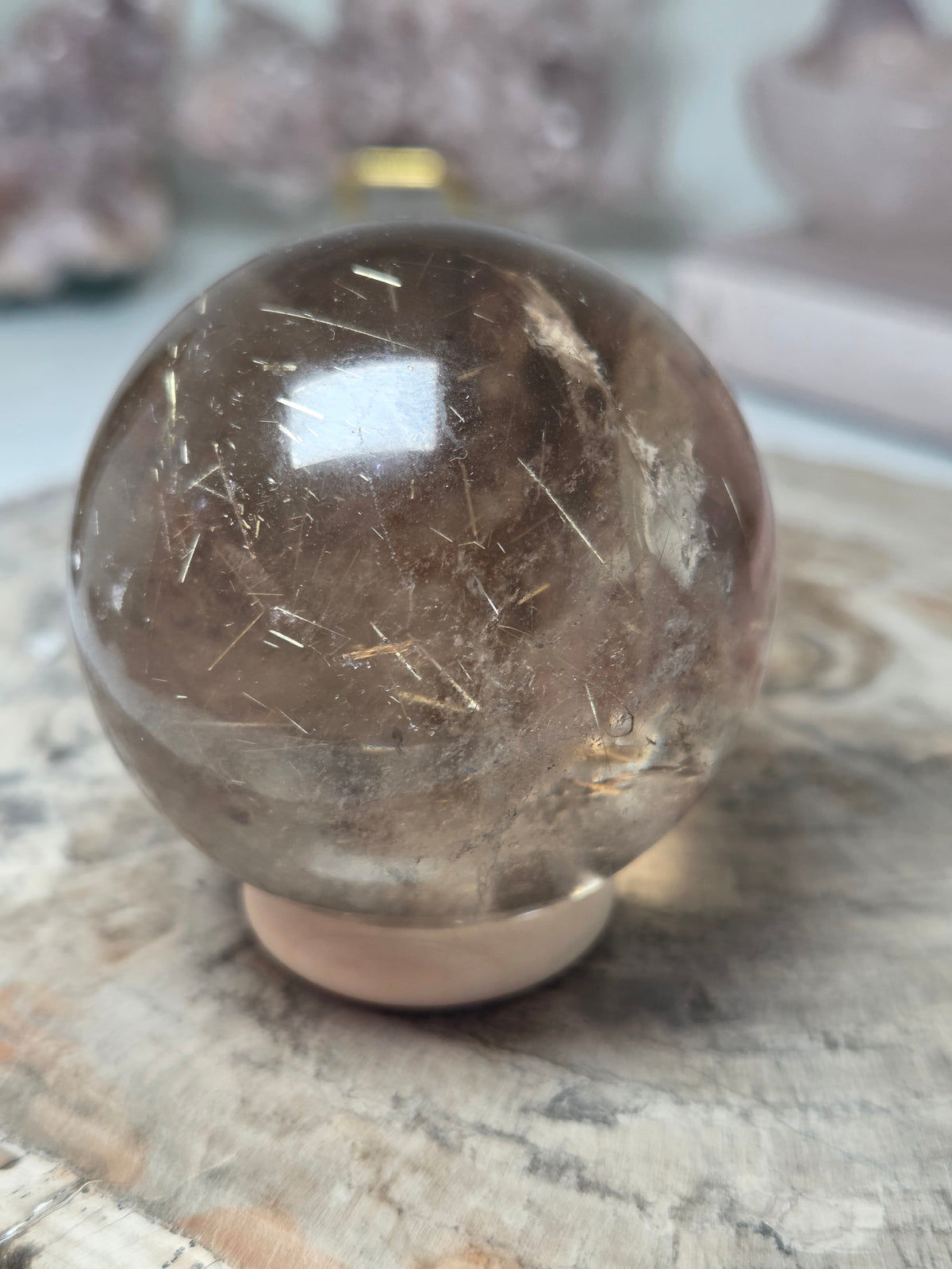 Golden rutile crystal sphere