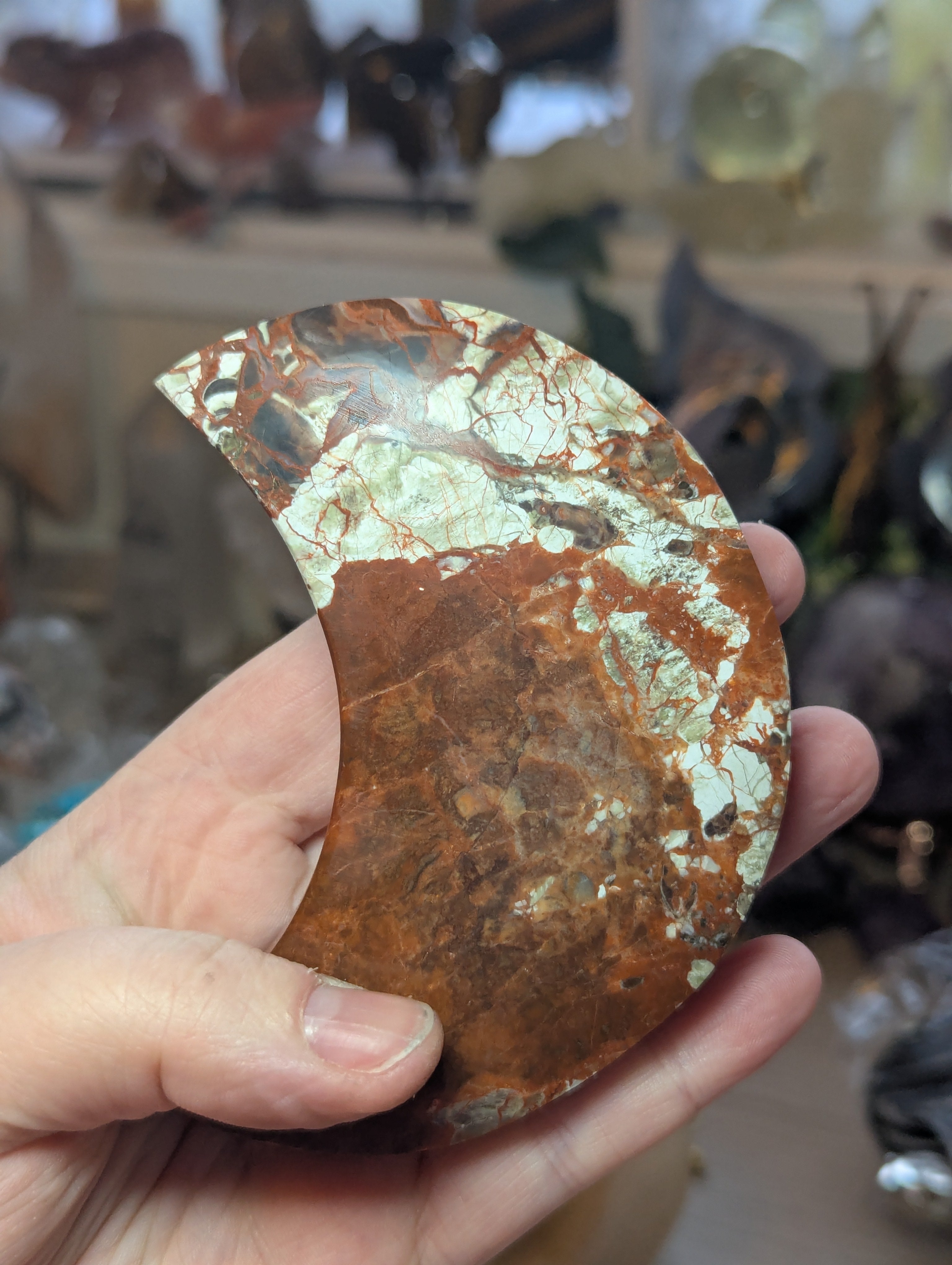 Money agate crystal moon with Stand UV reactive