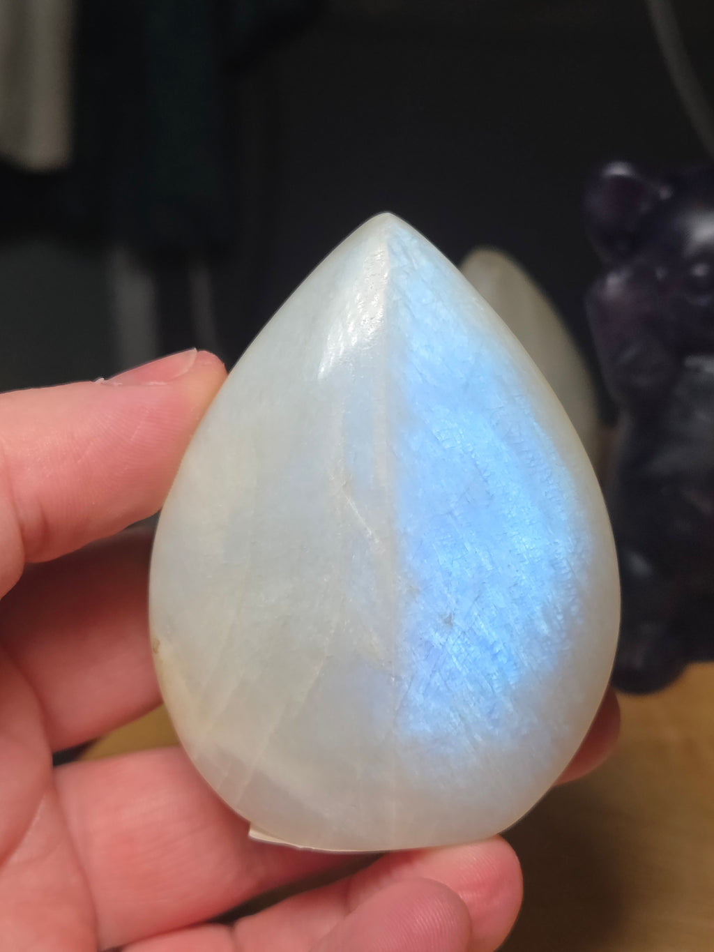 Rainbow moonstone crystal tear drop freeform