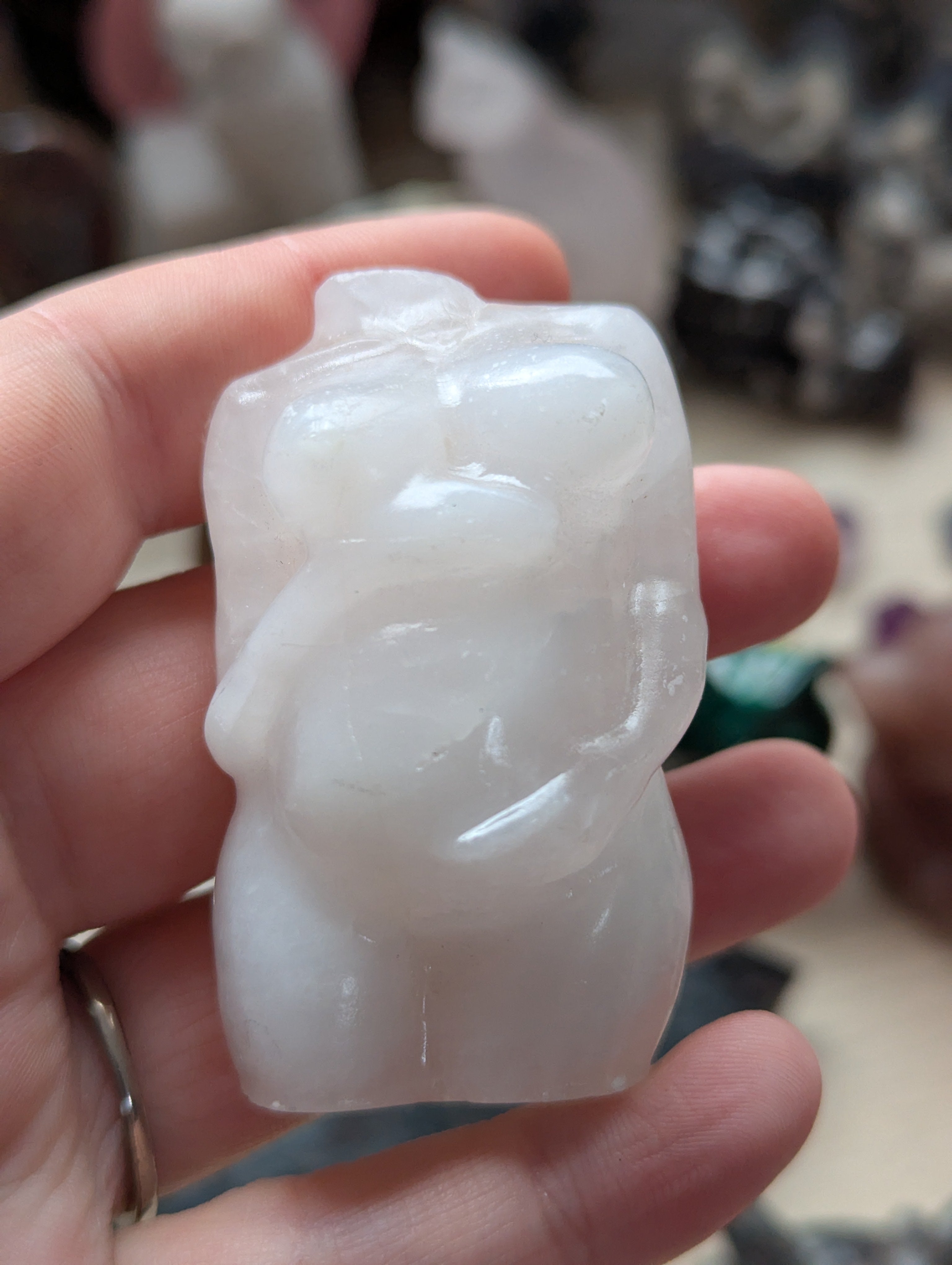 Clear quartz crystal female  pregnant lady body