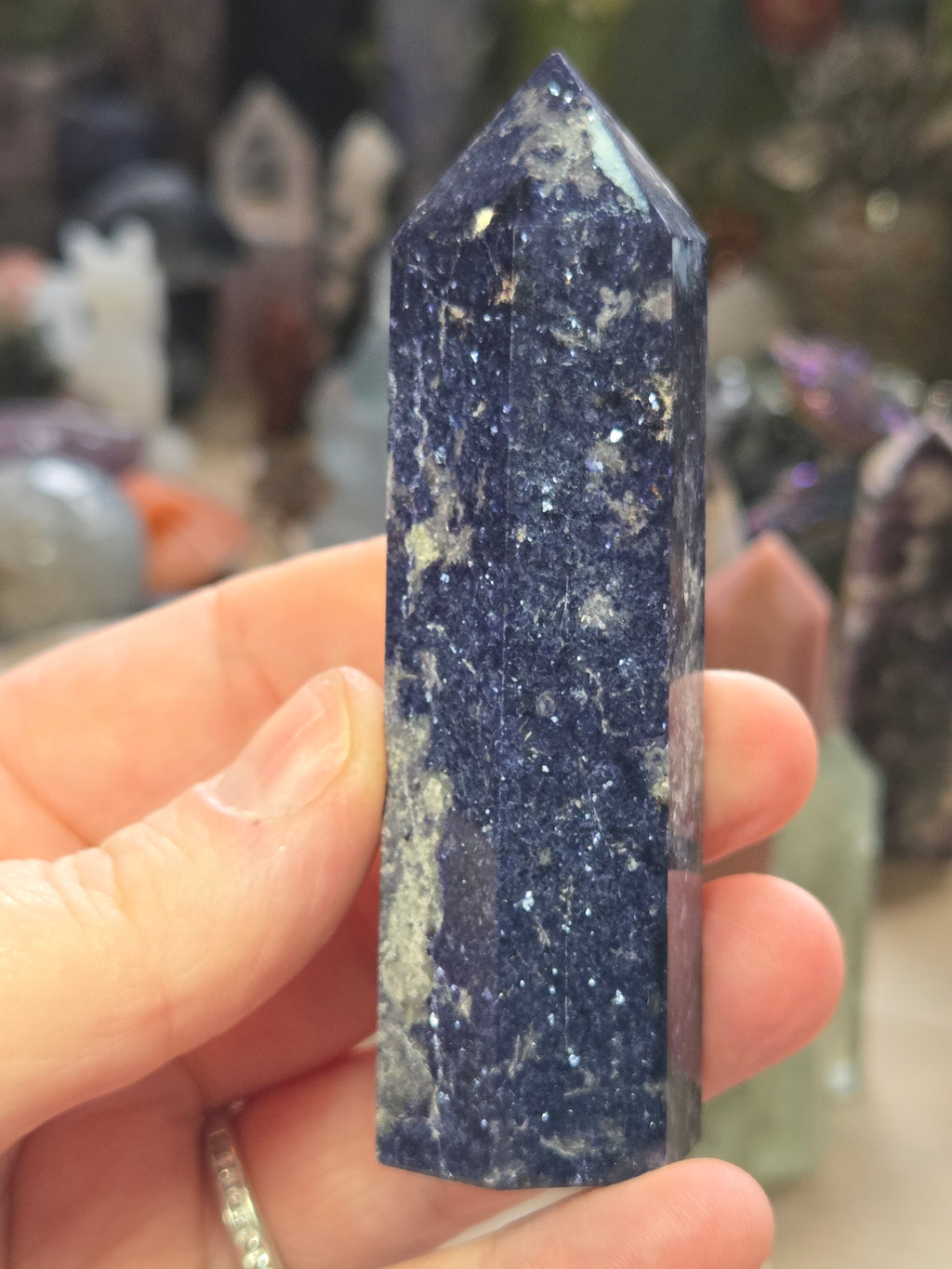 Blue mica spakly crystal tower