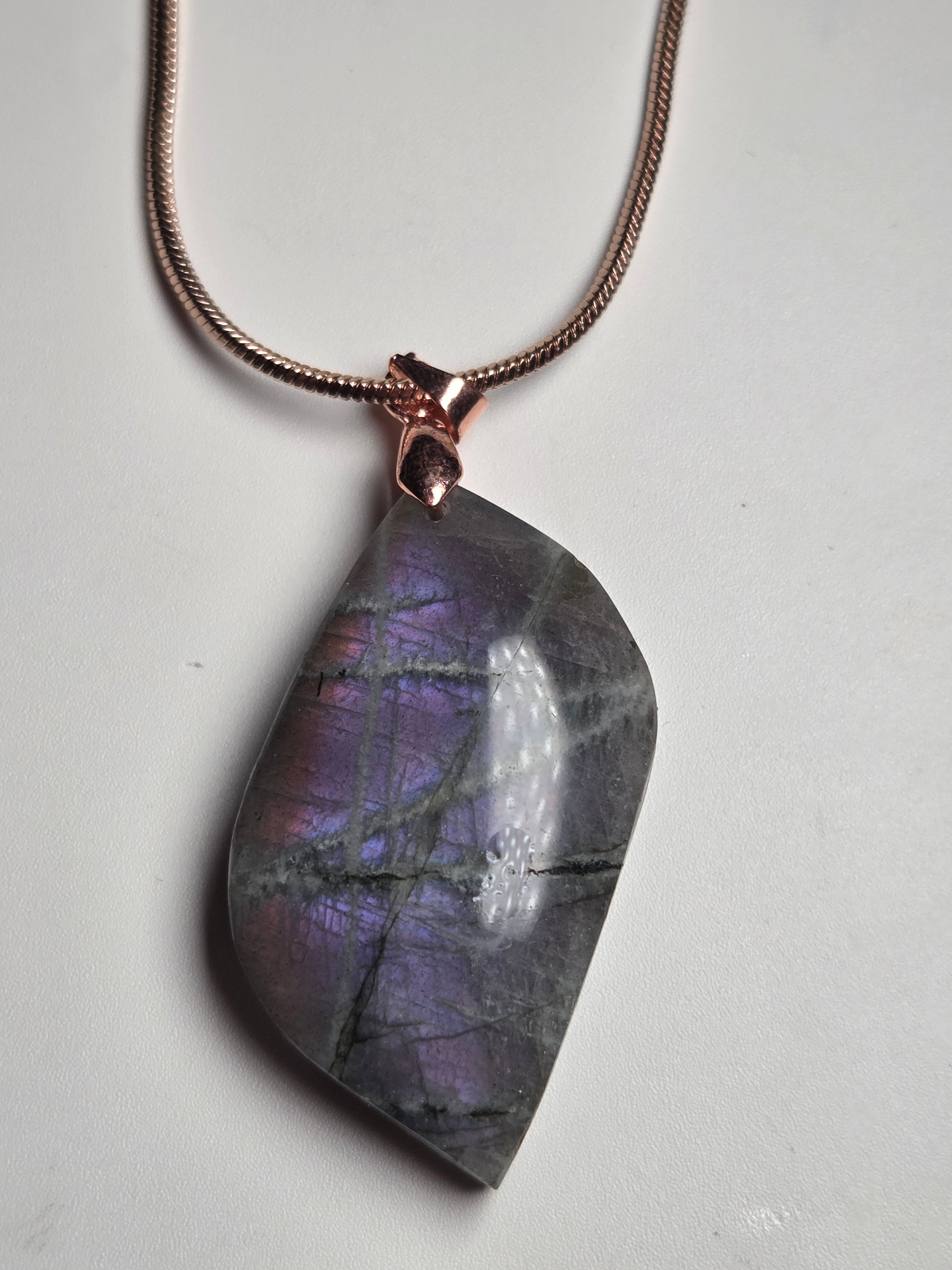 Purple labradorite crystal handmade necklace