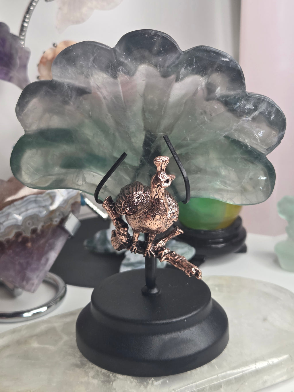 Amazing  Flourite crystal peacock crystal and stand