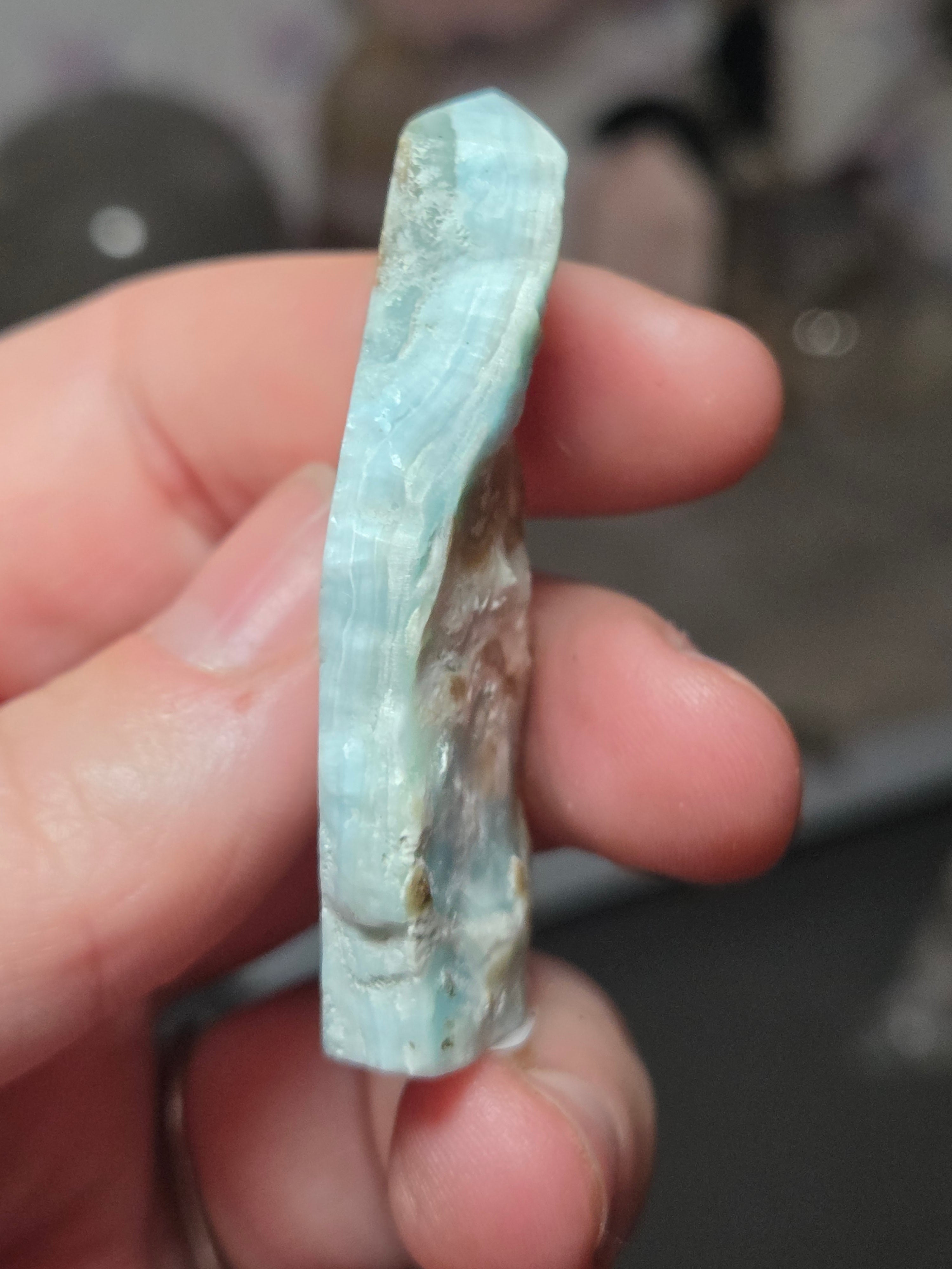 Natural  Larimar crystal tower  part raw