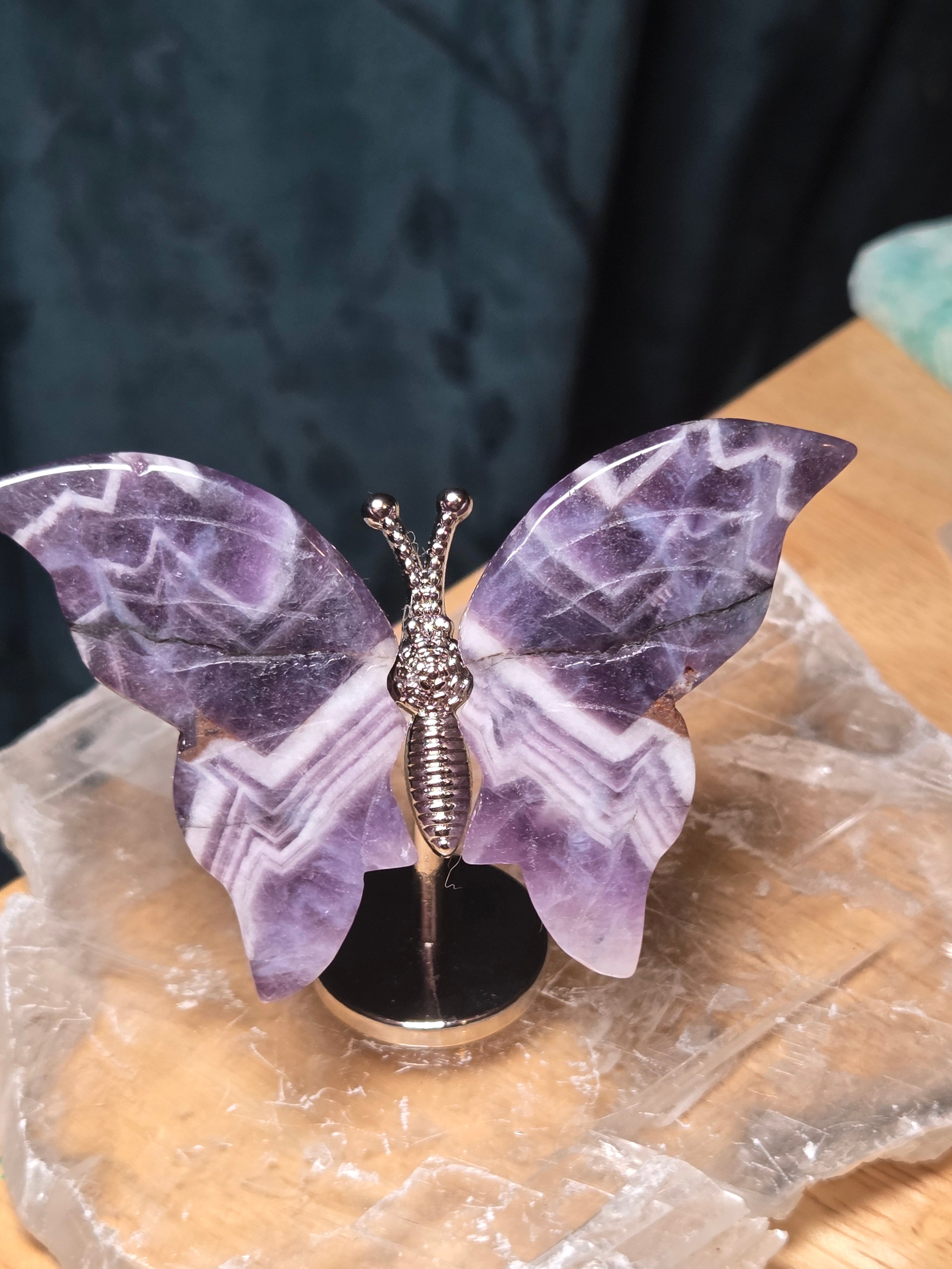 Dream Amethyst crystal butterfly carving