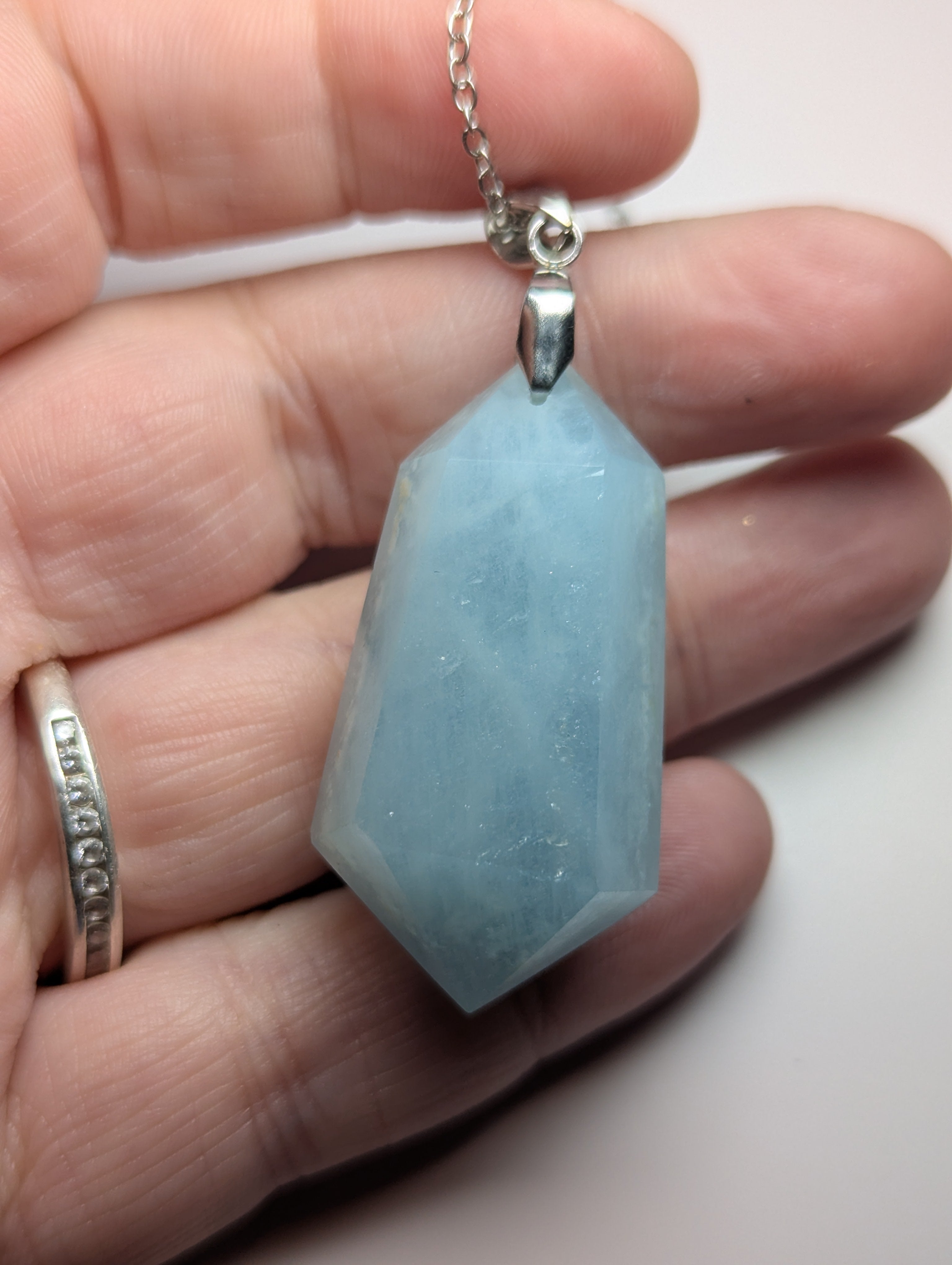 Aquamarine crystal handmade necklace