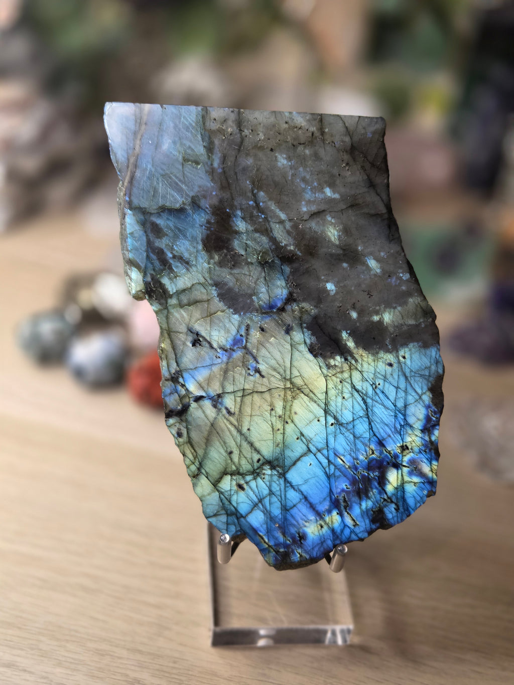 Labradorite crystal slice with stand